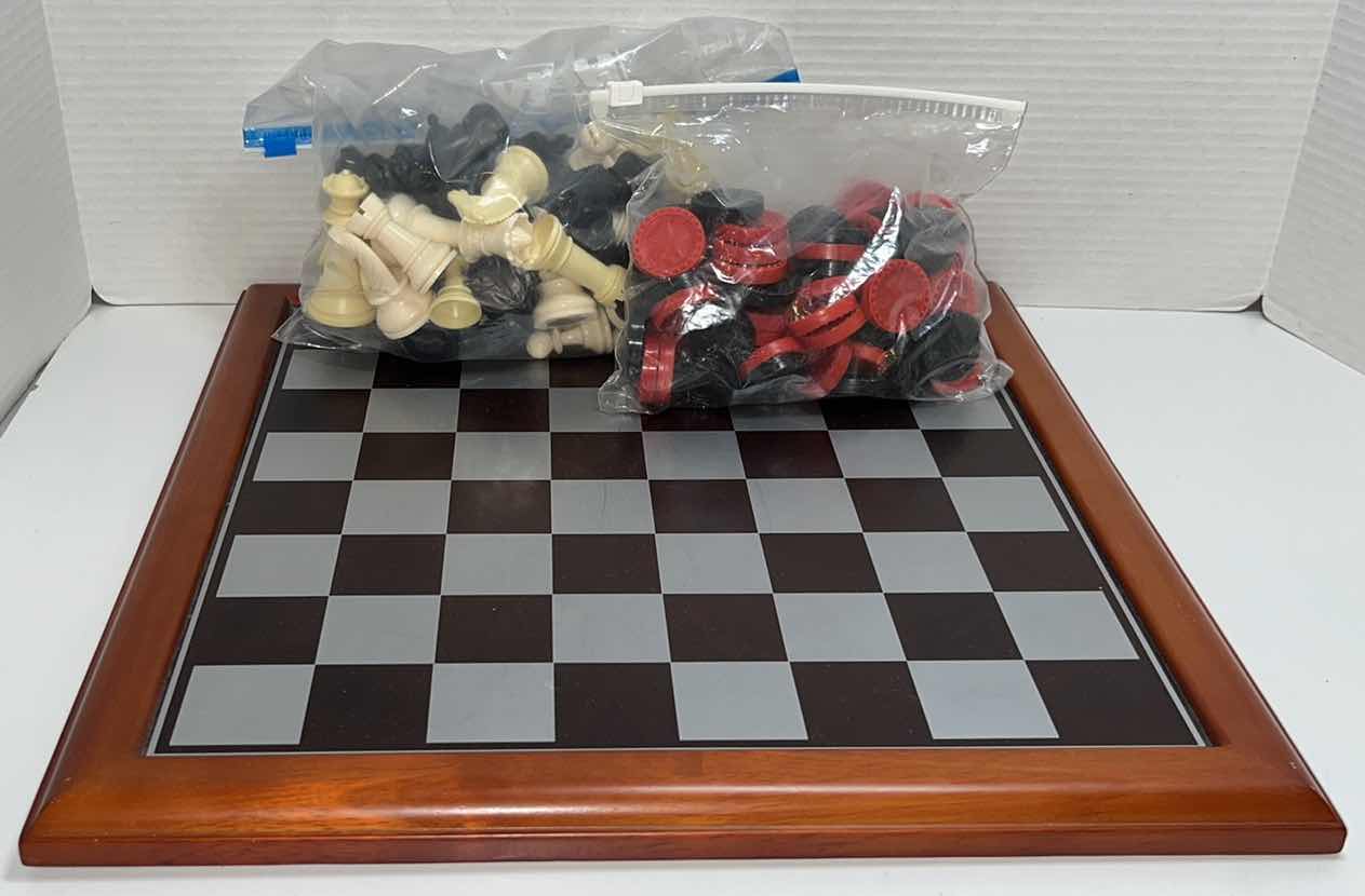 Photo 1 of TABLE TOP CHESS/CHECKERS BOARD