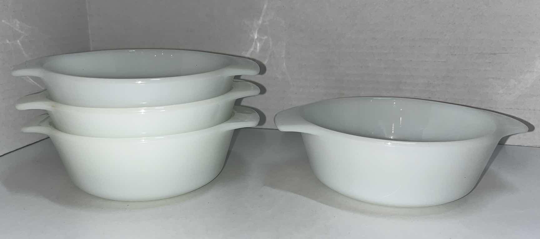 Photo 1 of ANCHOR HOCKING 5” OVEN/MICROWAVE SAFE GLASS WHITE BOWLS (4)