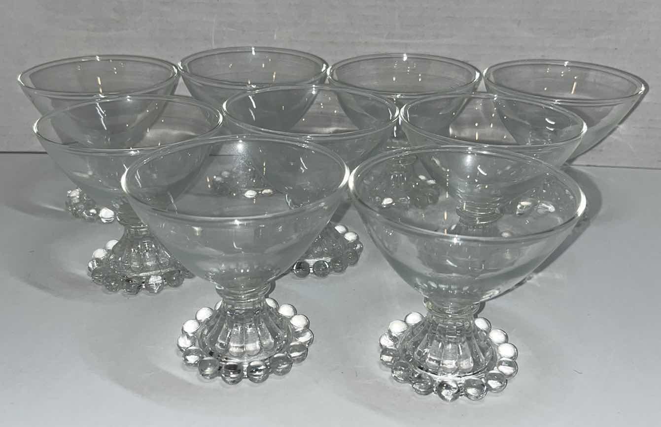 Photo 2 of CLEAR ANCHOR HOCKING BOOPIE 3.5” CANDLEWICK SHERBET DESSERT GLASSES (9)