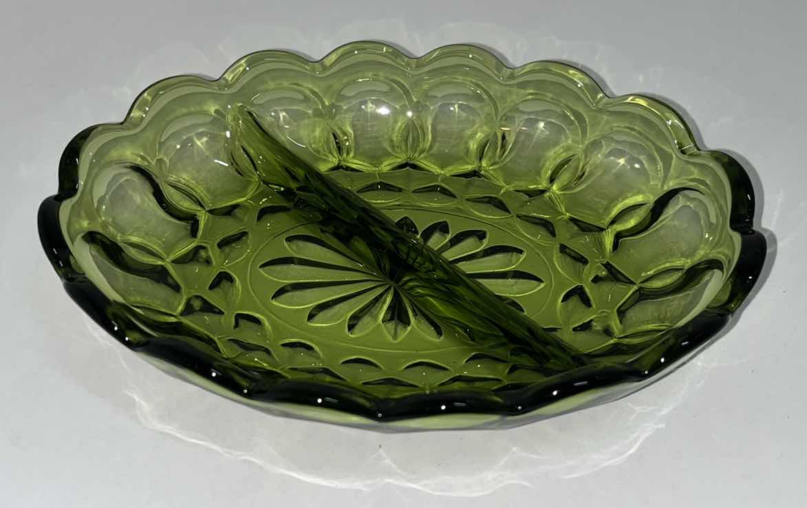 Photo 6 of VINTAGE GREEN GLASS BOWLS (3)