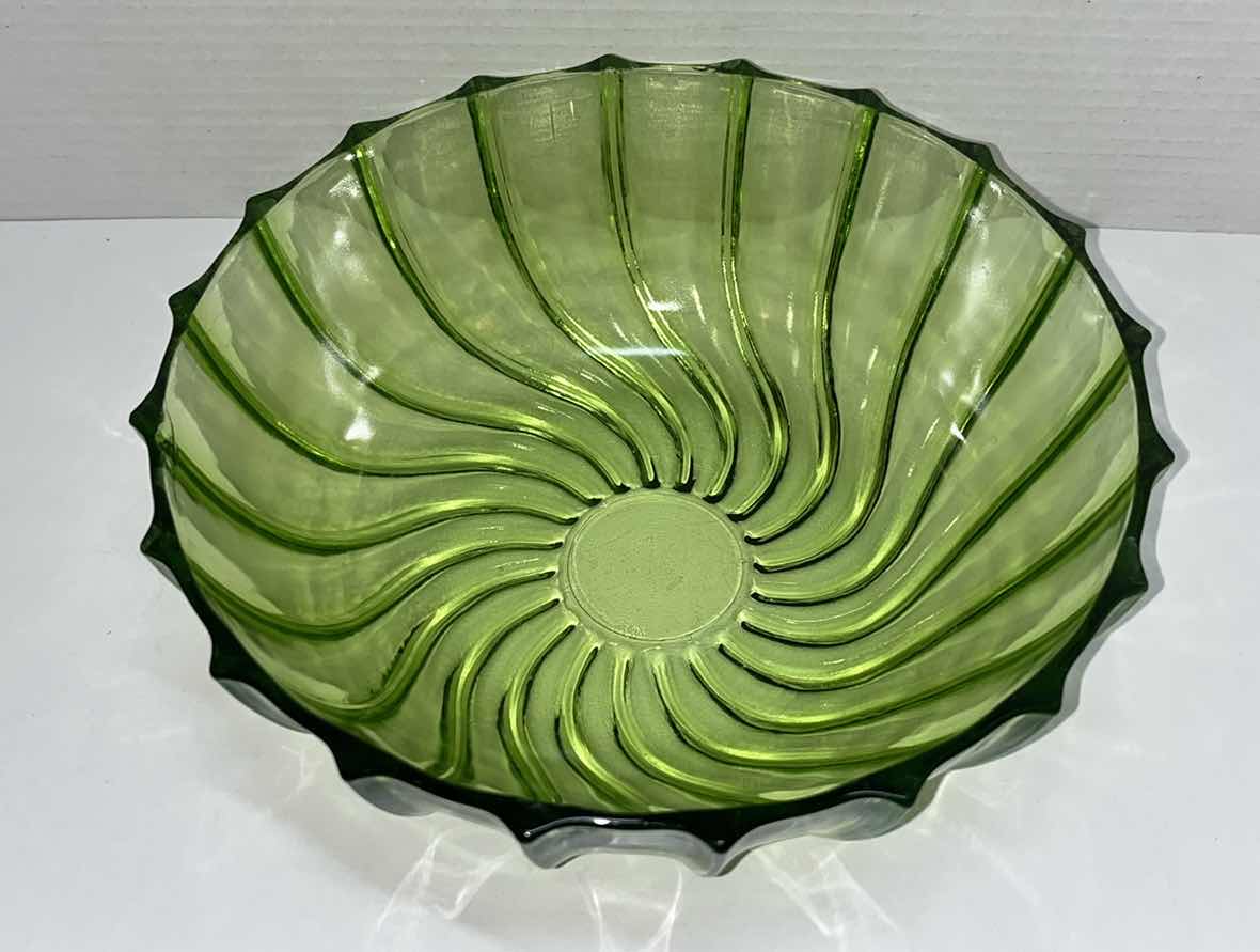 Photo 2 of VINTAGE GREEN GLASS BOWLS (3)