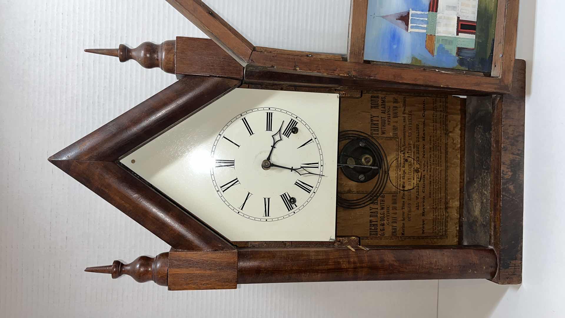 Photo 4 of VINTAGE NEW HAVEN CLOCK CO. AMERICAN STEEPLE CLOCK 4.25” X 10” H19.75”