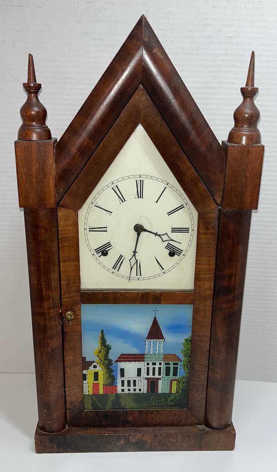 Photo 1 of VINTAGE NEW HAVEN CLOCK CO. AMERICAN STEEPLE CLOCK 4.25” X 10” H19.75”