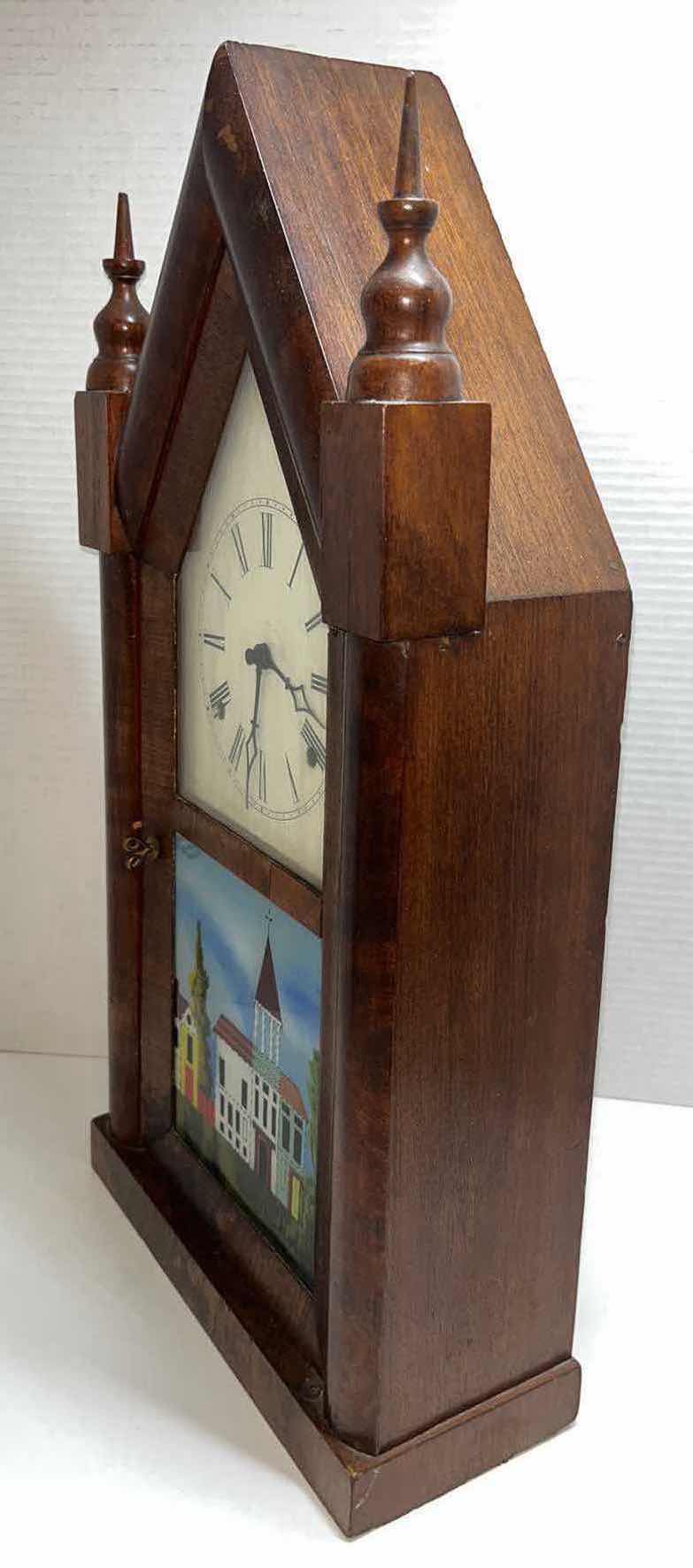 Photo 2 of VINTAGE NEW HAVEN CLOCK CO. AMERICAN STEEPLE CLOCK 4.25” X 10” H19.75”
