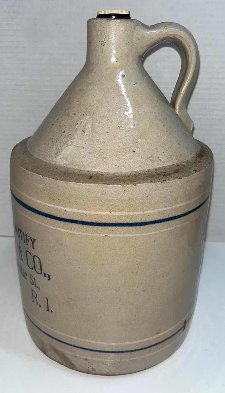 Photo 3 of ANTIQUE ADVERTISING CROCK JUG FROM D. MILLER & CO 1960-62 7” X 7” H12”, VINTAGE STONEWARE CROCK PITCHER H4.75” & STONEWARE CROCK JAR H5.25”