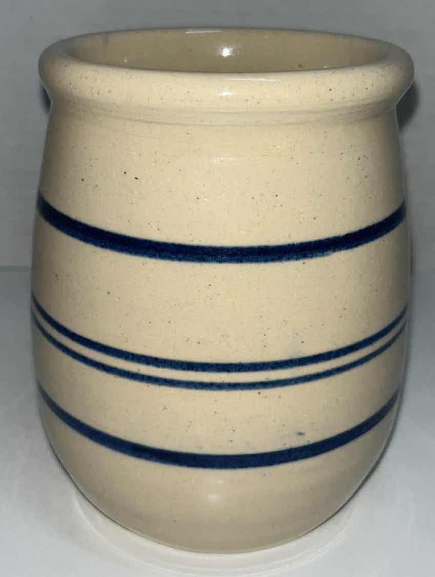 Photo 6 of ANTIQUE ADVERTISING CROCK JUG FROM D. MILLER & CO 1960-62 7” X 7” H12”, VINTAGE STONEWARE CROCK PITCHER H4.75” & STONEWARE CROCK JAR H5.25”