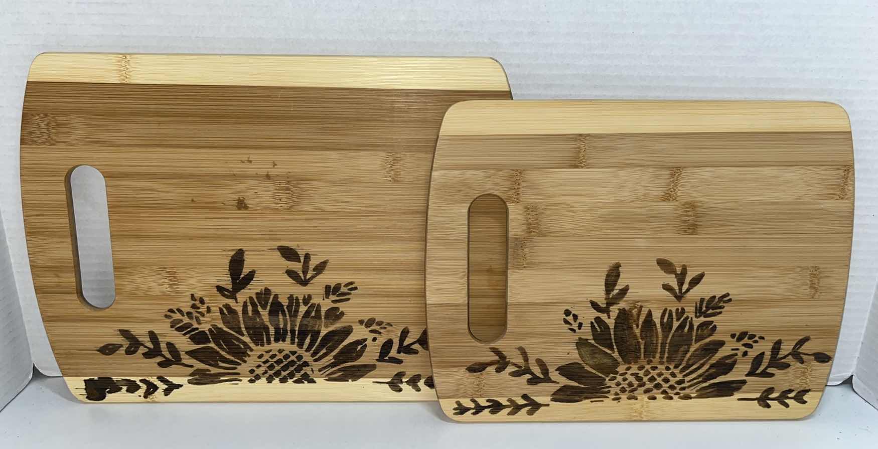 Photo 2 of SUNFLOWER CUTTING BOARDS & ENGRAVED SET OF COOKING UTENSILS