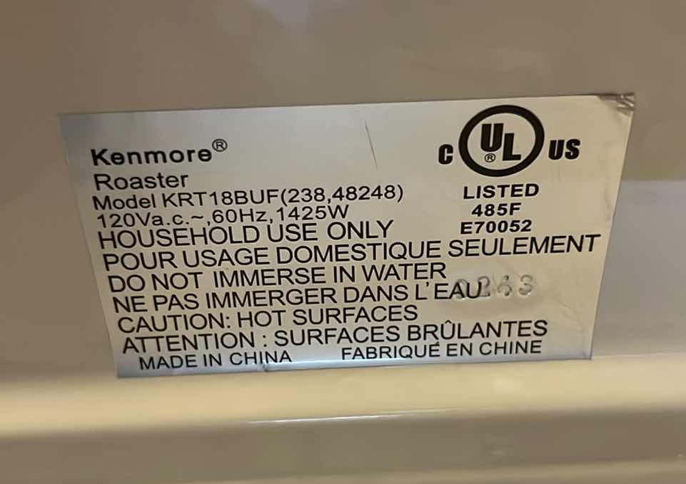 Photo 6 of KENMORE ROASTER MODEL KRT18BUF