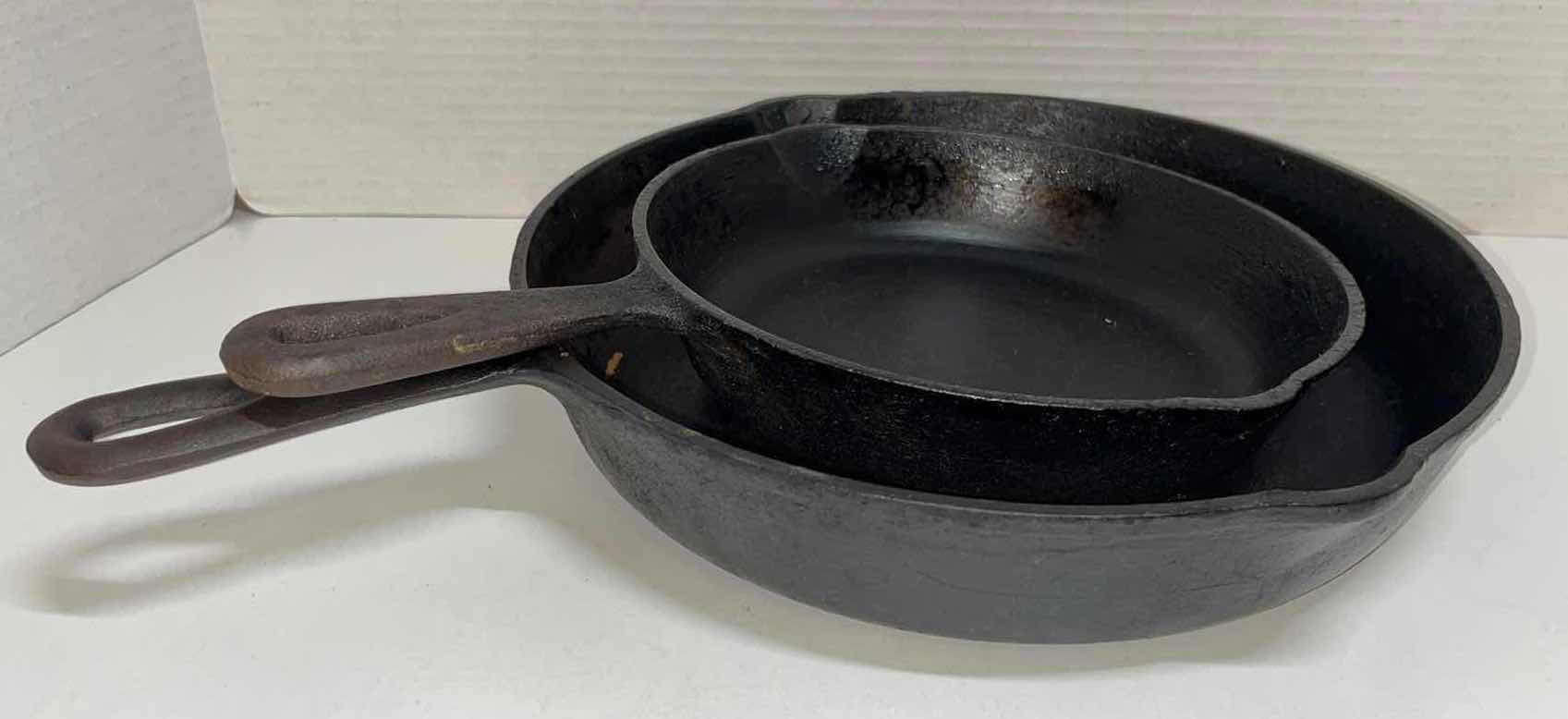 Photo 1 of CAST-IRON SKILLETS, SIZES 10 5/8” & 8” (2)