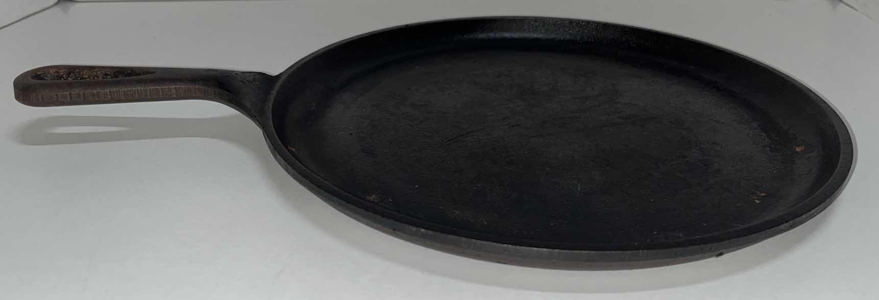 Photo 2 of LODGE USA 90G 10.5” CAST IRON ROUND GRIDDLE FLAT SKILLET PAN & 8 1/8” SKILLET (2)