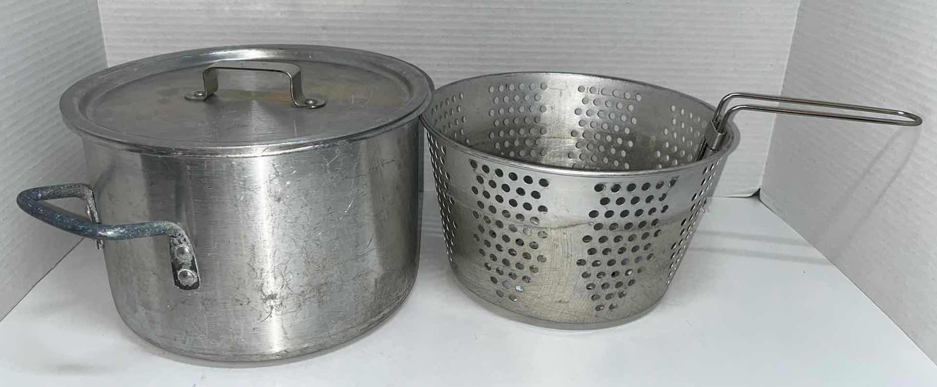 Photo 1 of DURA-WARE 6 QT POT W LID &  6 QT MULTI-COOKER/STEAMER/FRYER BASKET W REMOVABLE HANDLE