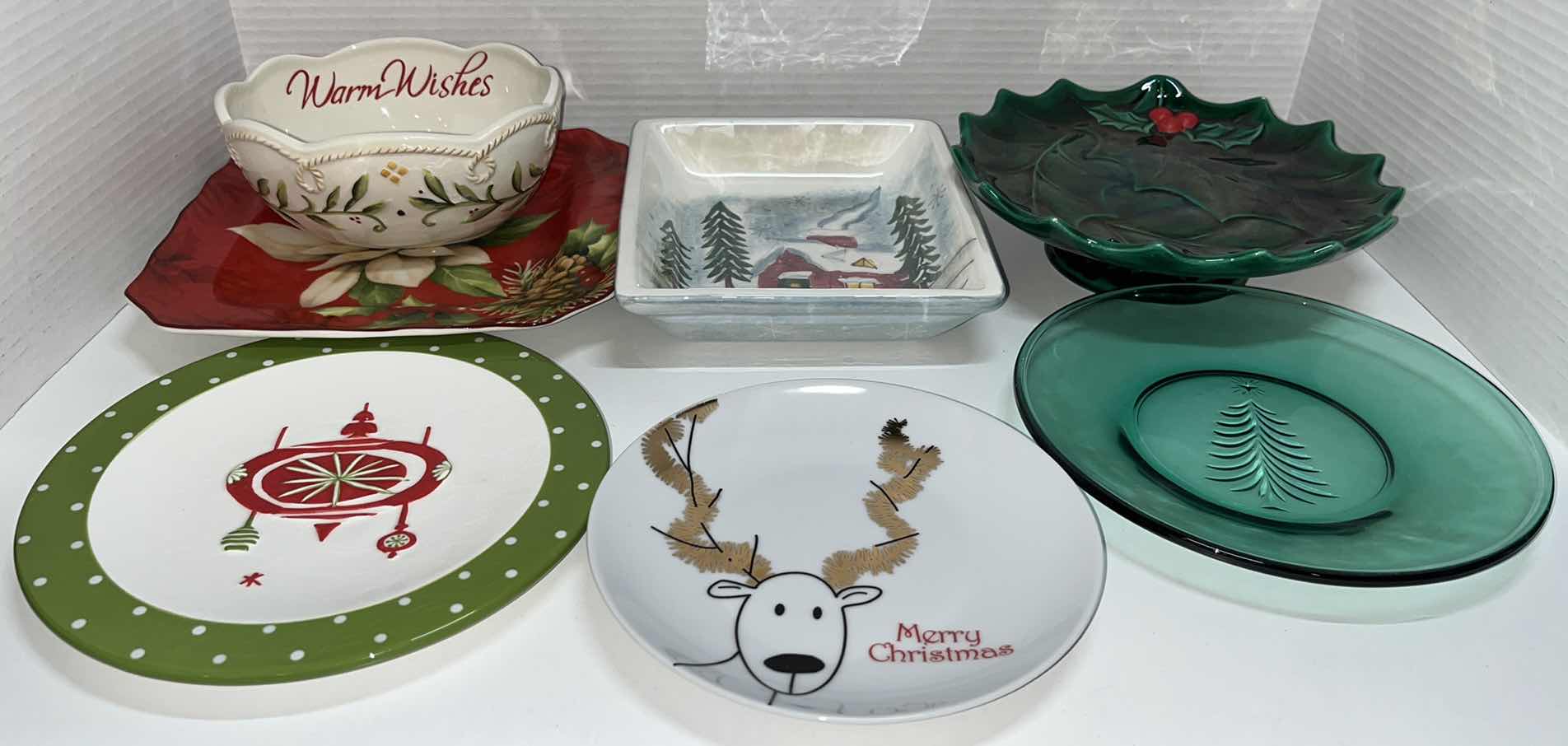 Photo 1 of ASSORTED CHRISTMAS CERAMIC/GLASS DISHES (7)