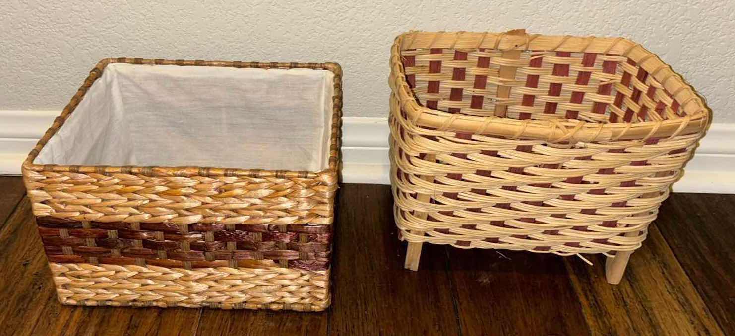 Photo 4 of HANDWOVEN STORAGE CHEST 15.5” x 24.25” H18”  & 2 SMALL STORAGE BASKETS