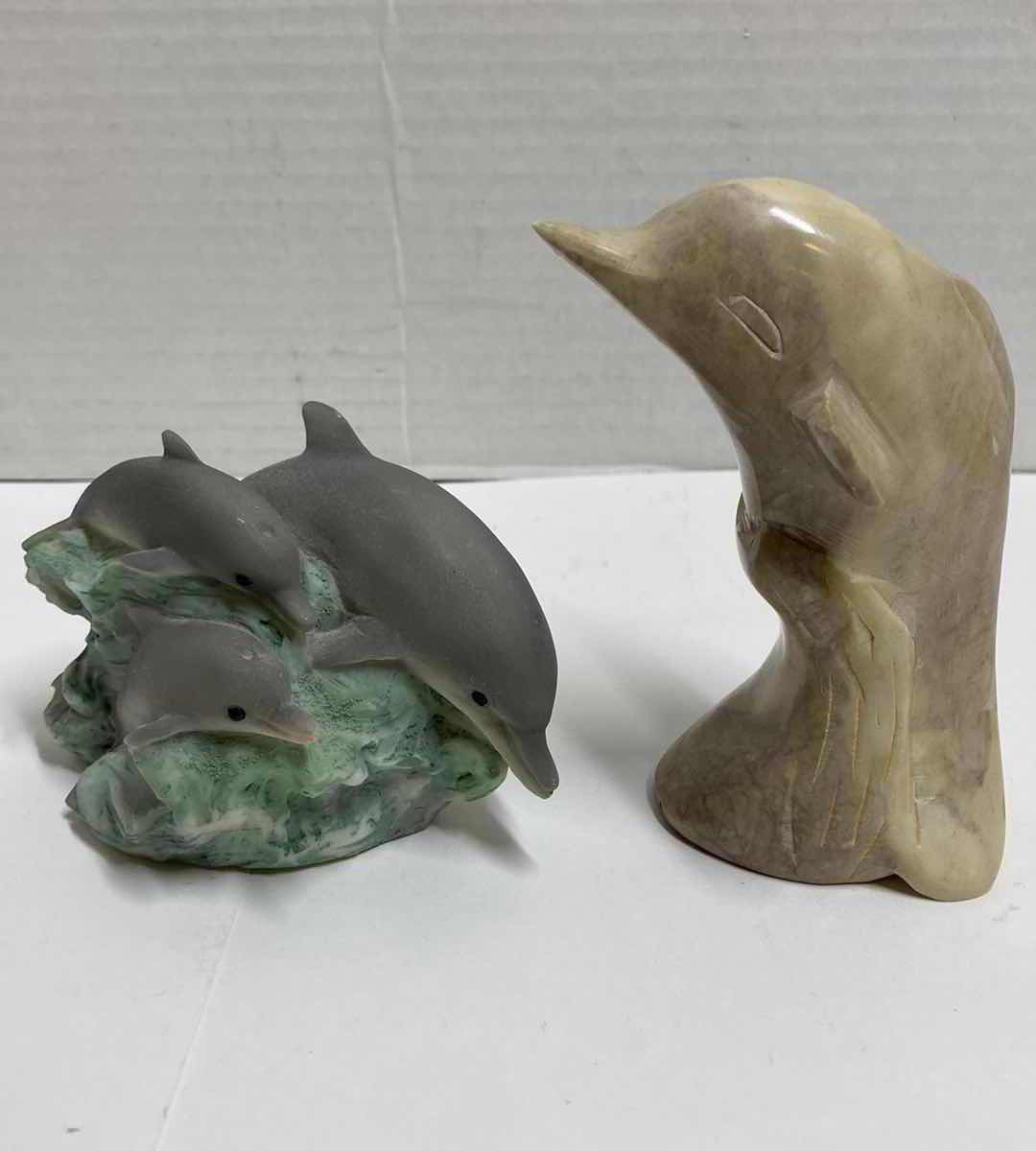 Photo 1 of STONE CRITTERS MOM & BABY DOLPHIN FIGURINE & HANDCRAFTED STONE DOLPHIN FIGURINE
