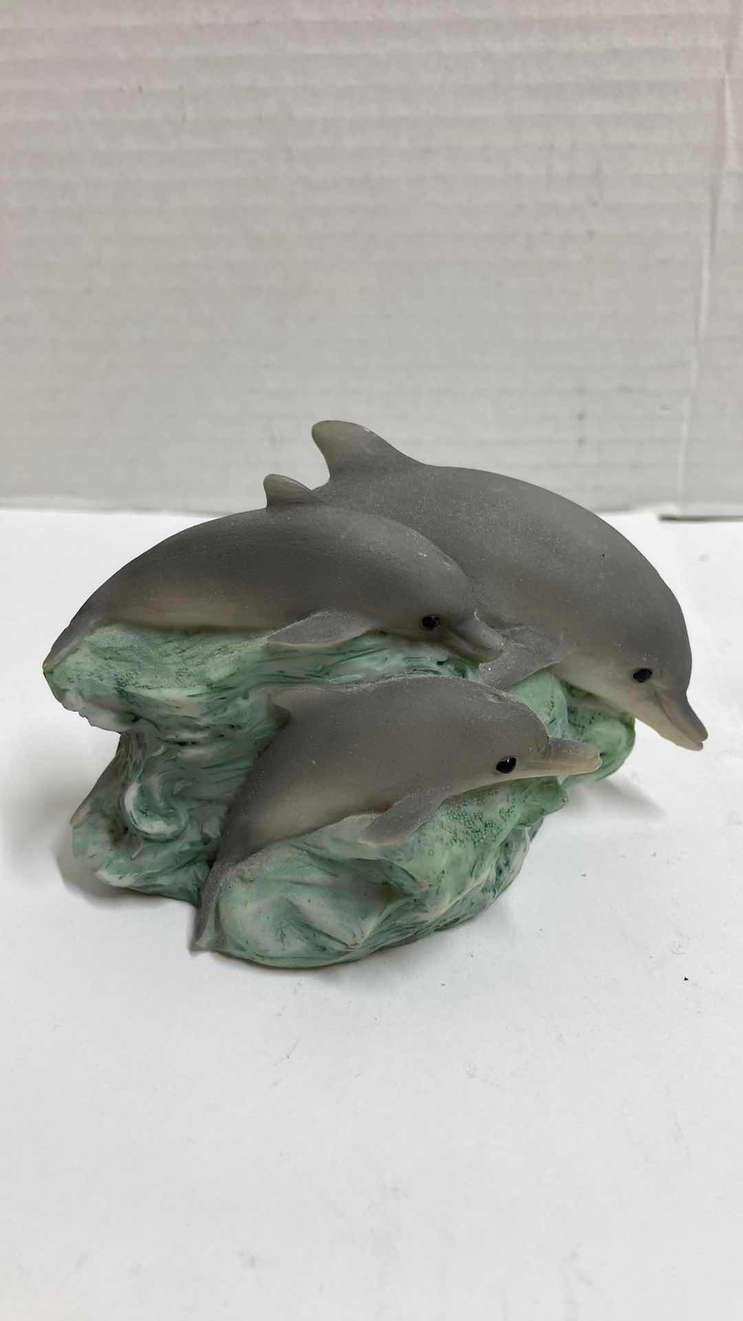 Photo 2 of STONE CRITTERS MOM & BABY DOLPHIN FIGURINE & HANDCRAFTED STONE DOLPHIN FIGURINE