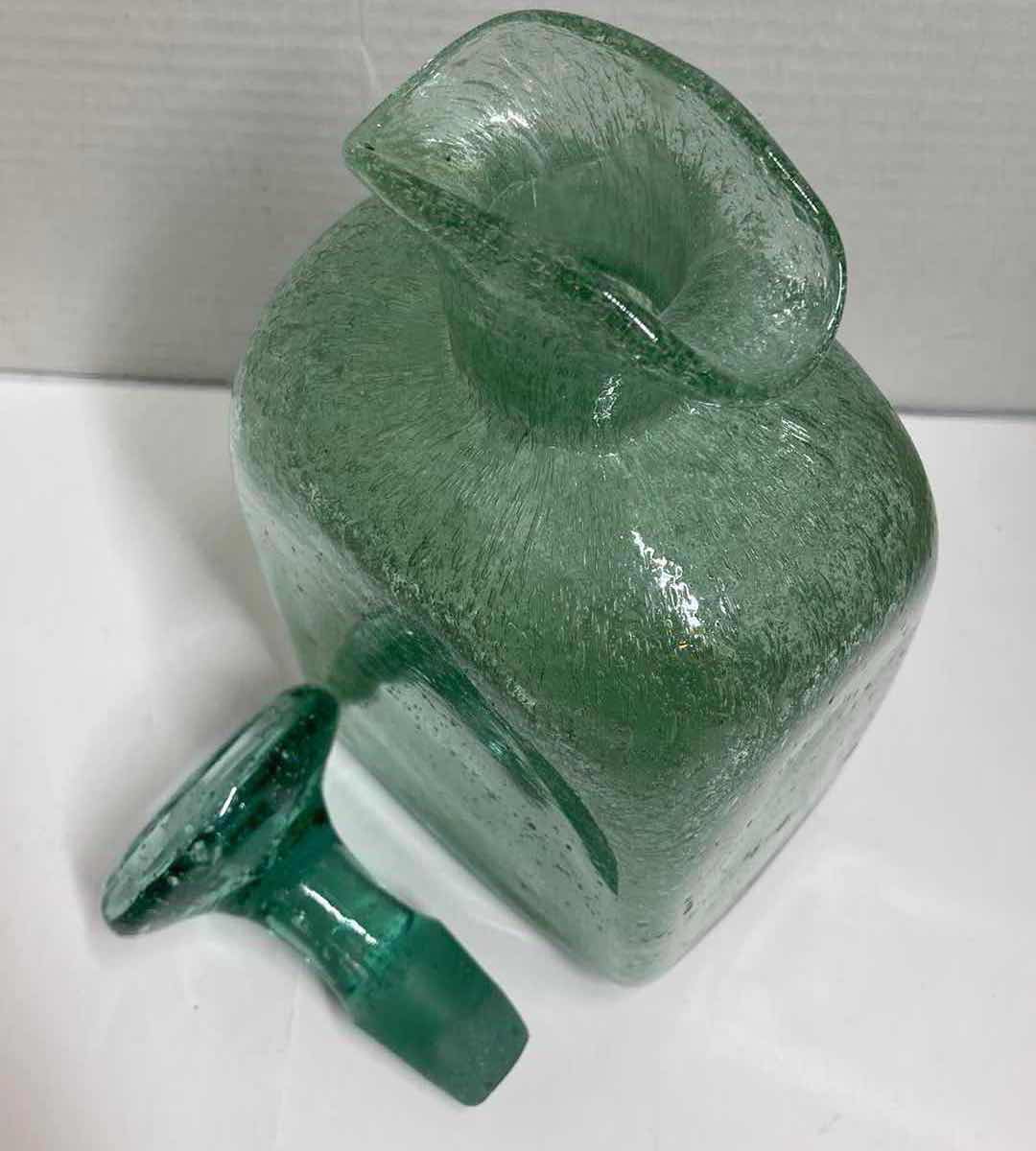 Photo 4 of TEAL GLASS DECANTER 4.5” X 3” H9.5”