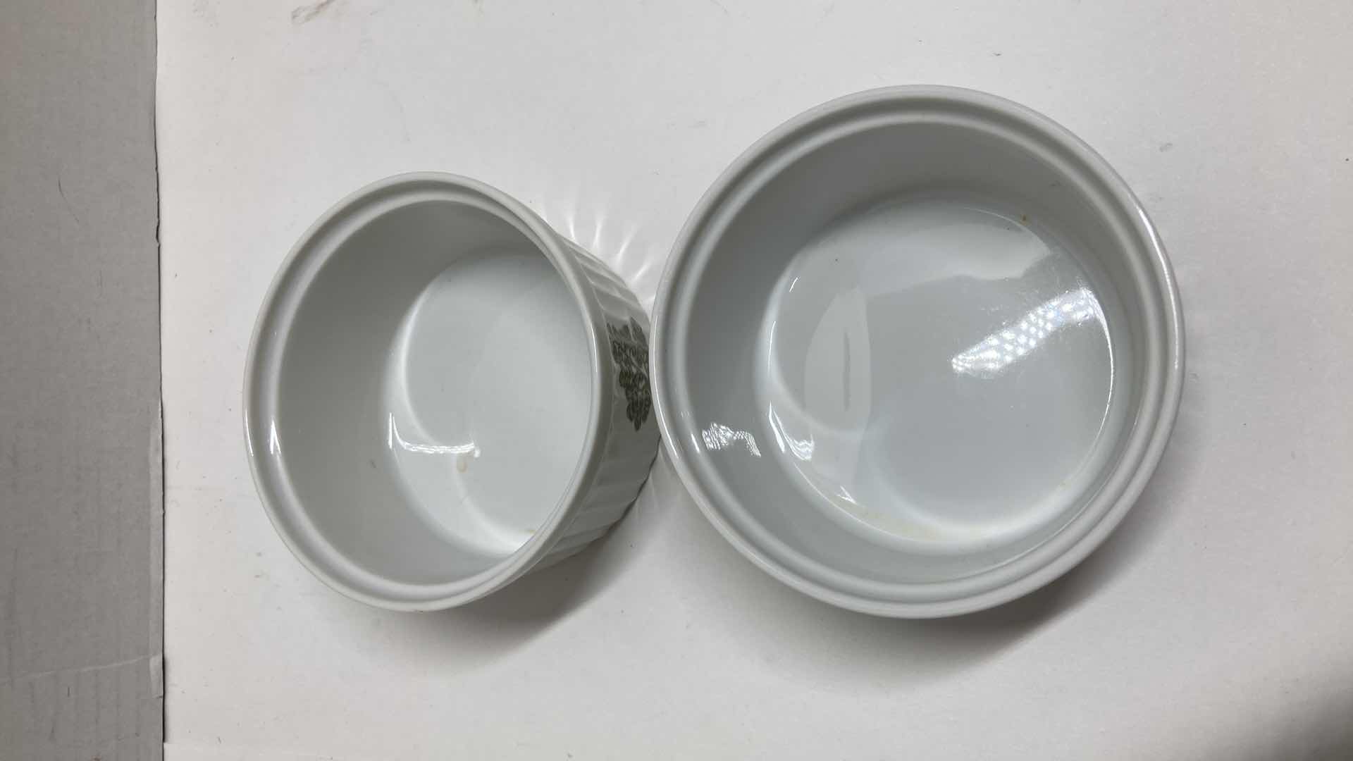 Photo 5 of CROWN EMPIRE HERB THEMED MINI PORCELAIN CASSEROLE DISHES (2) 4” X 2”