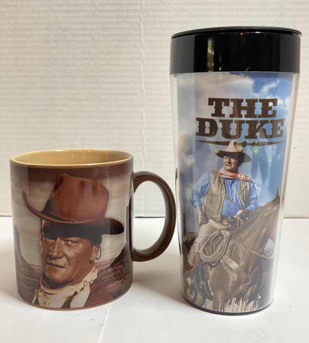 Photo 1 of JOHN WAYNE THE DUKE CERAMIC COFFEE MUG & THE DUKE TRAVEL MUG W LID