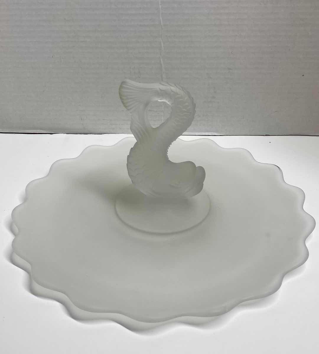 Photo 1 of FROSTED GLASS FISH CENTERPIECE PLATTER 11” X 5”