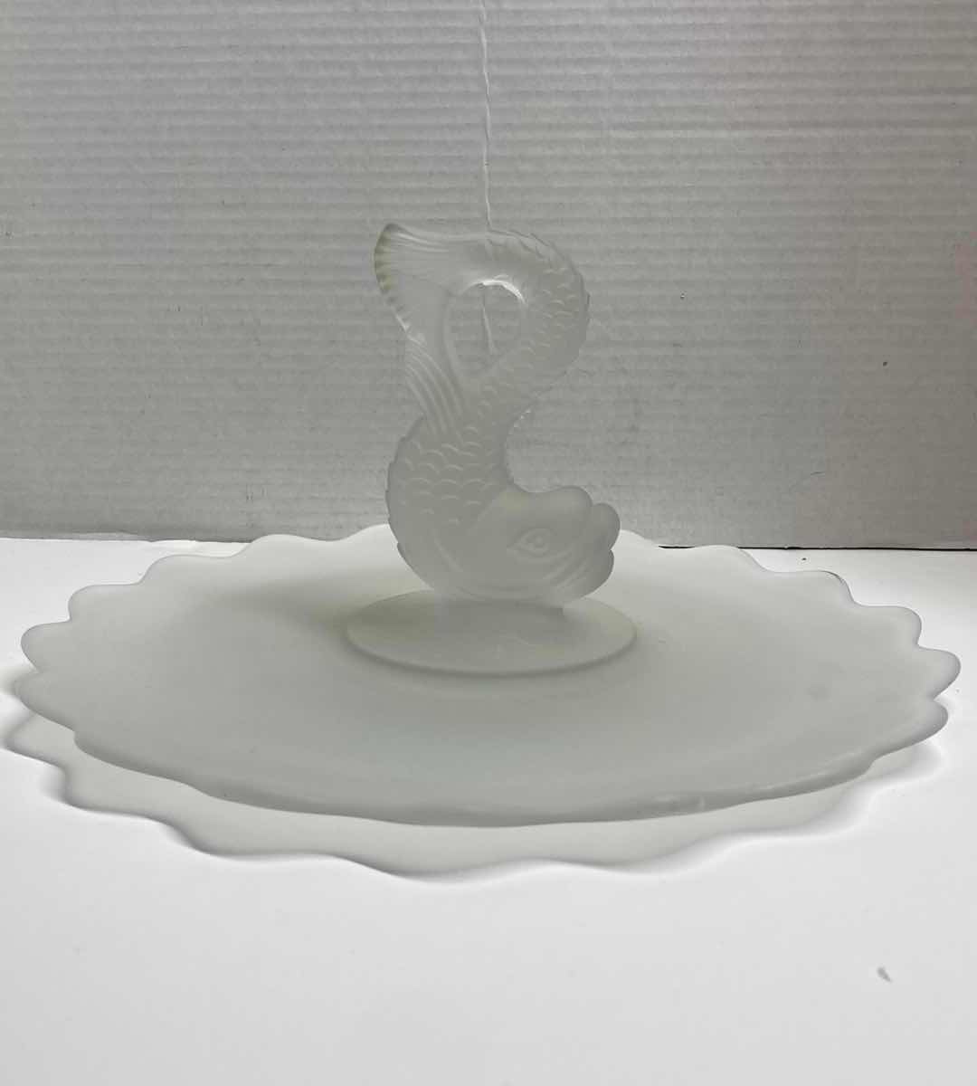 Photo 2 of FROSTED GLASS FISH CENTERPIECE PLATTER 11” X 5”