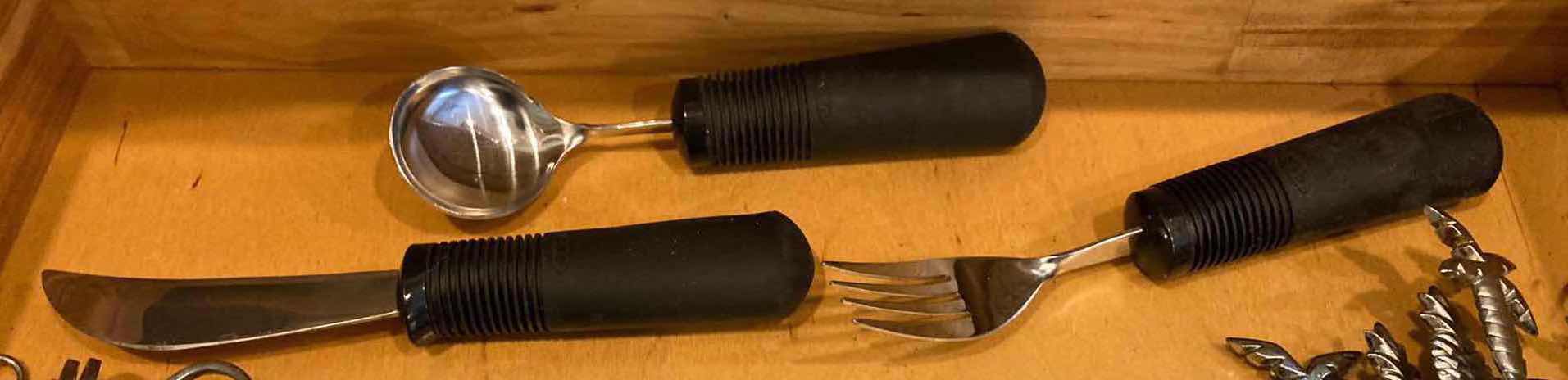 Photo 5 of KITCHEN UTENSILS- SKEWERS, KNIVES, OXO RUBBER HANDLE SET