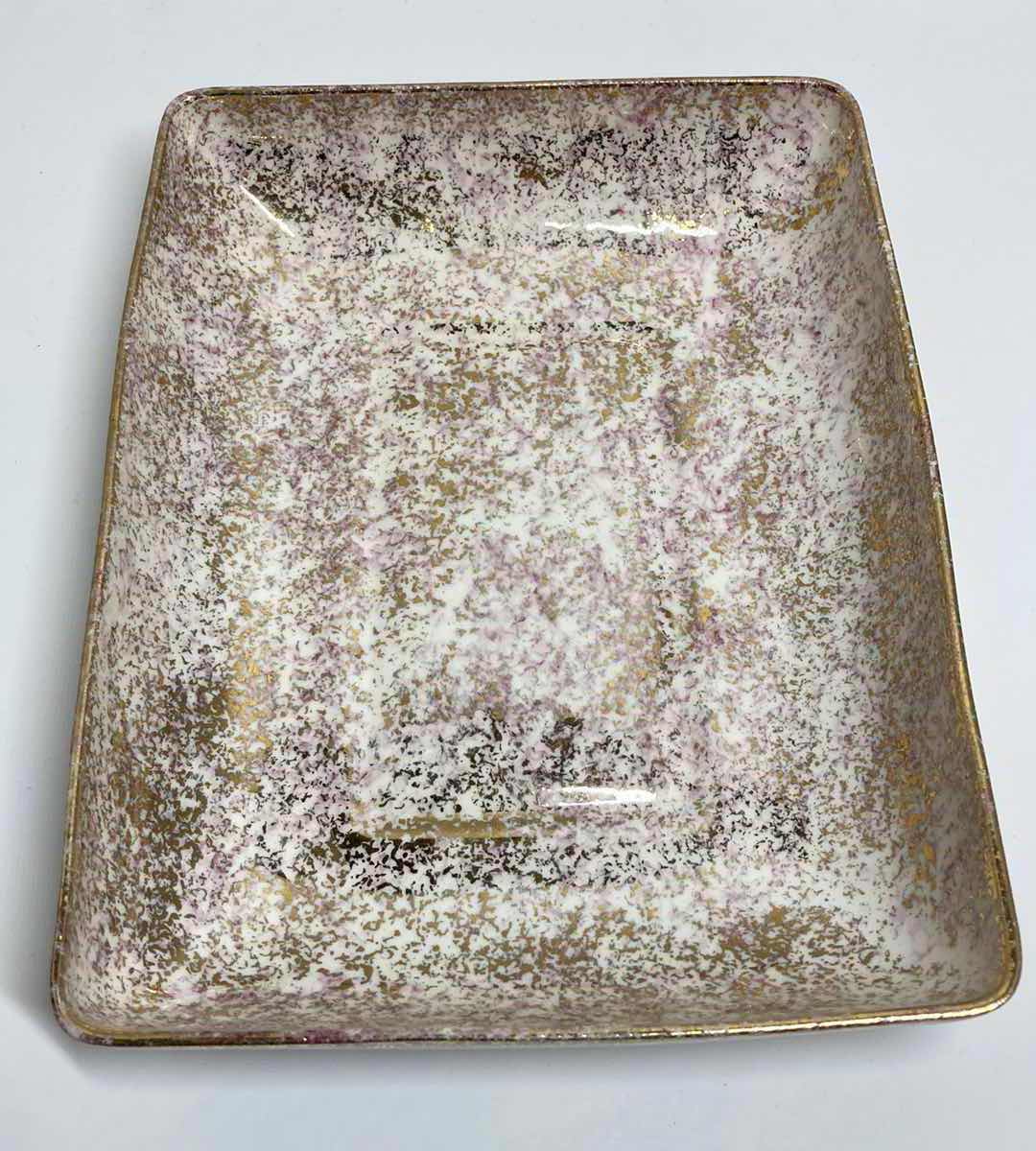 Photo 4 of SPACKLED GOLD & PINK CERAMIC SQUARE BOWL 9” X 7” H2”