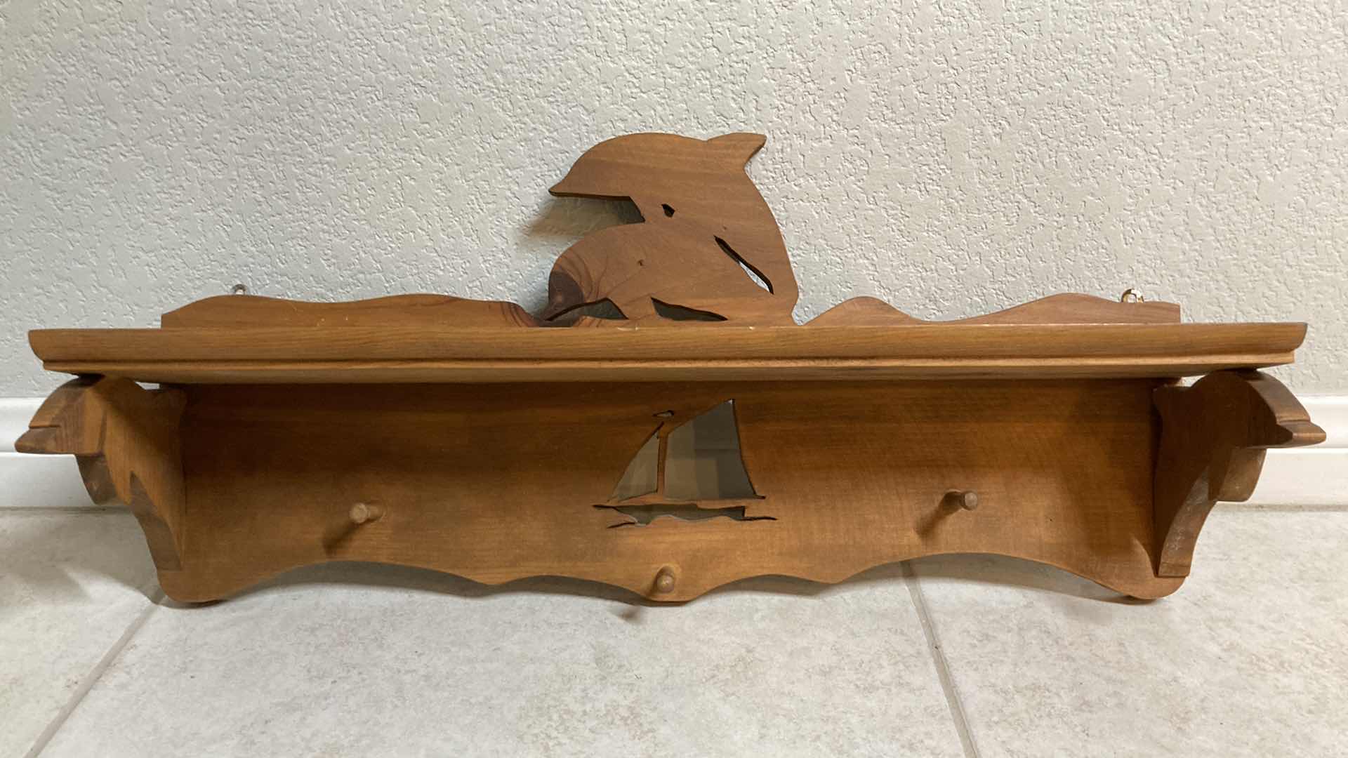 Photo 1 of DOLPHIN & SHIP THEMED WOOD SHELF 24” X 6” H11”