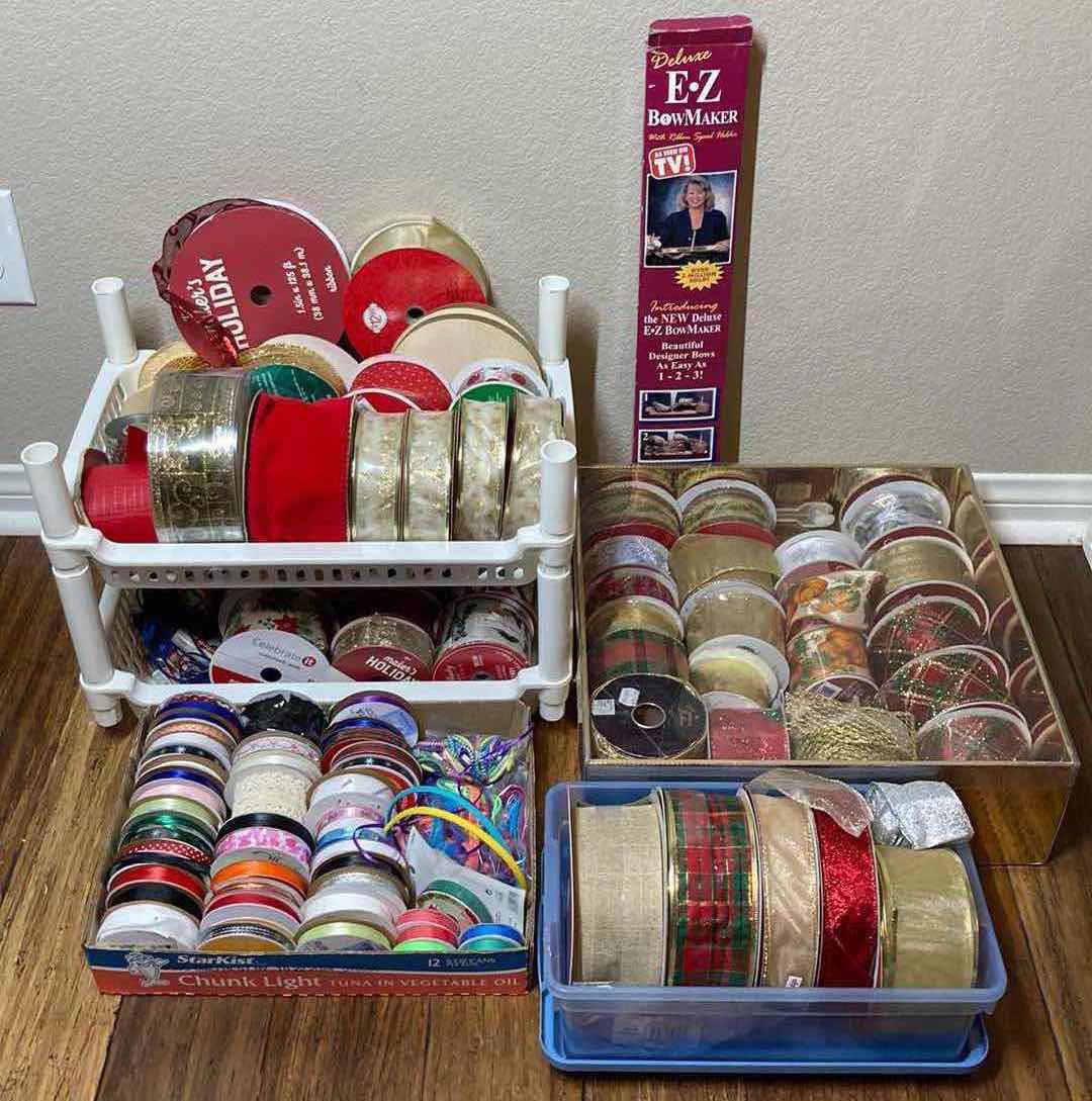 Photo 1 of ALL OCCASIONS DECORATIVE RIBBON ROLLS W BOX MAKER & CONTAINERS