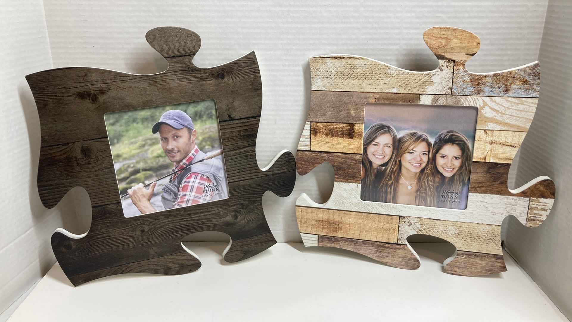 Photo 1 of P. GRAHAM DUNN RUSTIC PUZZLE PIECE HANGING PICTURE FRAMES (2) 12.25” X 12.25”