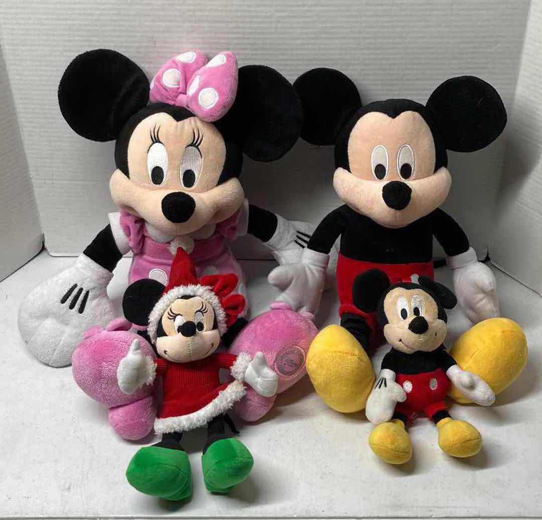 Photo 1 of DISNEY MICKEY MOUSE & MINNIE MOUSE PLUSHIES/STUFFED CHARACTERS (4)