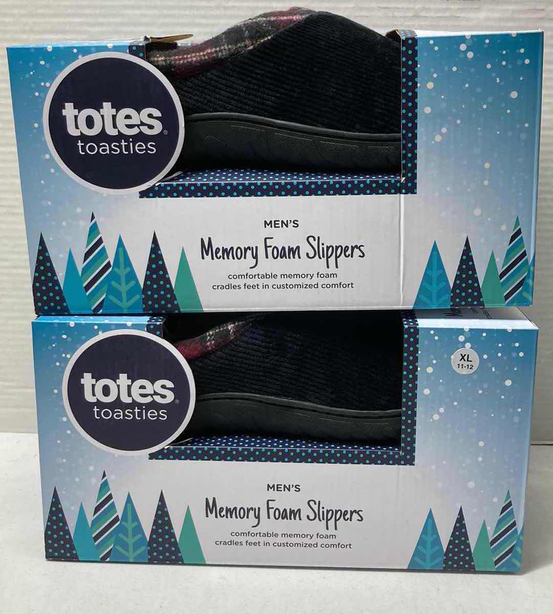 Photo 1 of NEW TOTES TOASTIES MEMORY FOAM SLIPPERS MENS SIZE XL 11-12 (2)