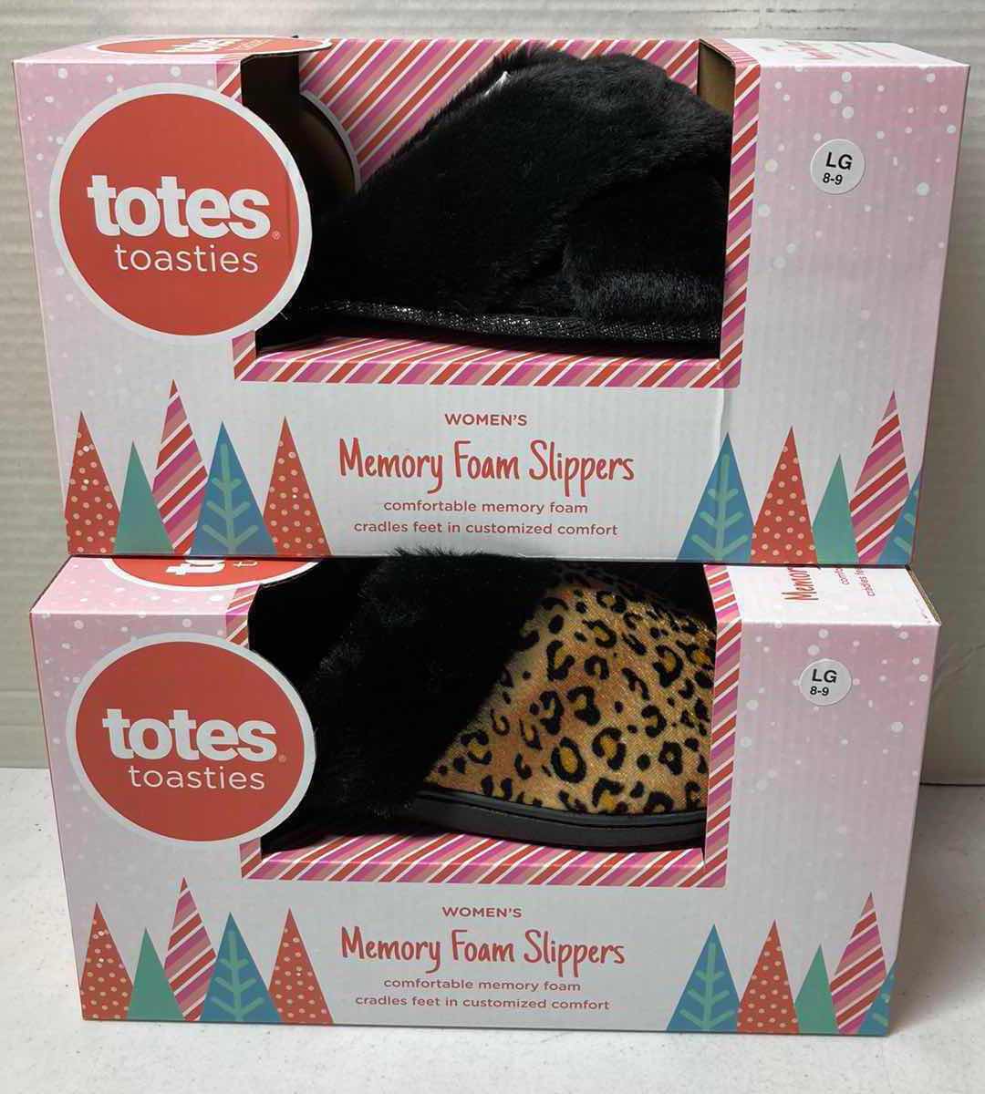 Photo 1 of NEW TOTES TOASTIES MEMORY FOAM SLIPPERS WOMENS SIZE LG 8-9 (2)