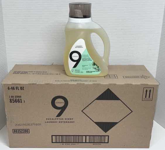 Photo 1 of NEW 9 ELEMENTS EUCALYPTUS SCENTED LAUNDRY DETERGENT, 46 OZ (CASE OF 6)