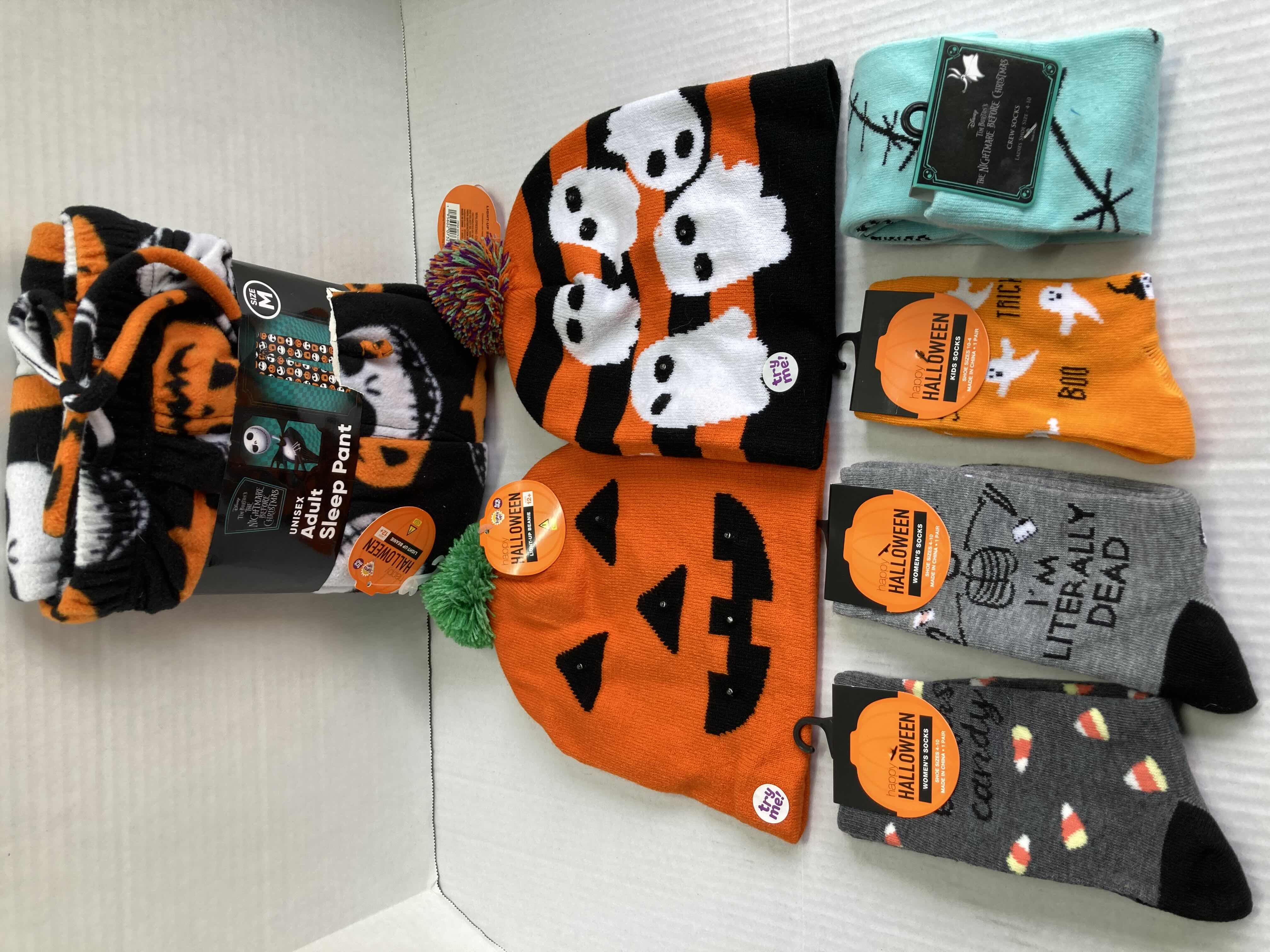 Photo 1 of NEW HAPPY HALLOWEEN PAJAMA PANTS, LIGHT-UP BEANIE & SOCK SET