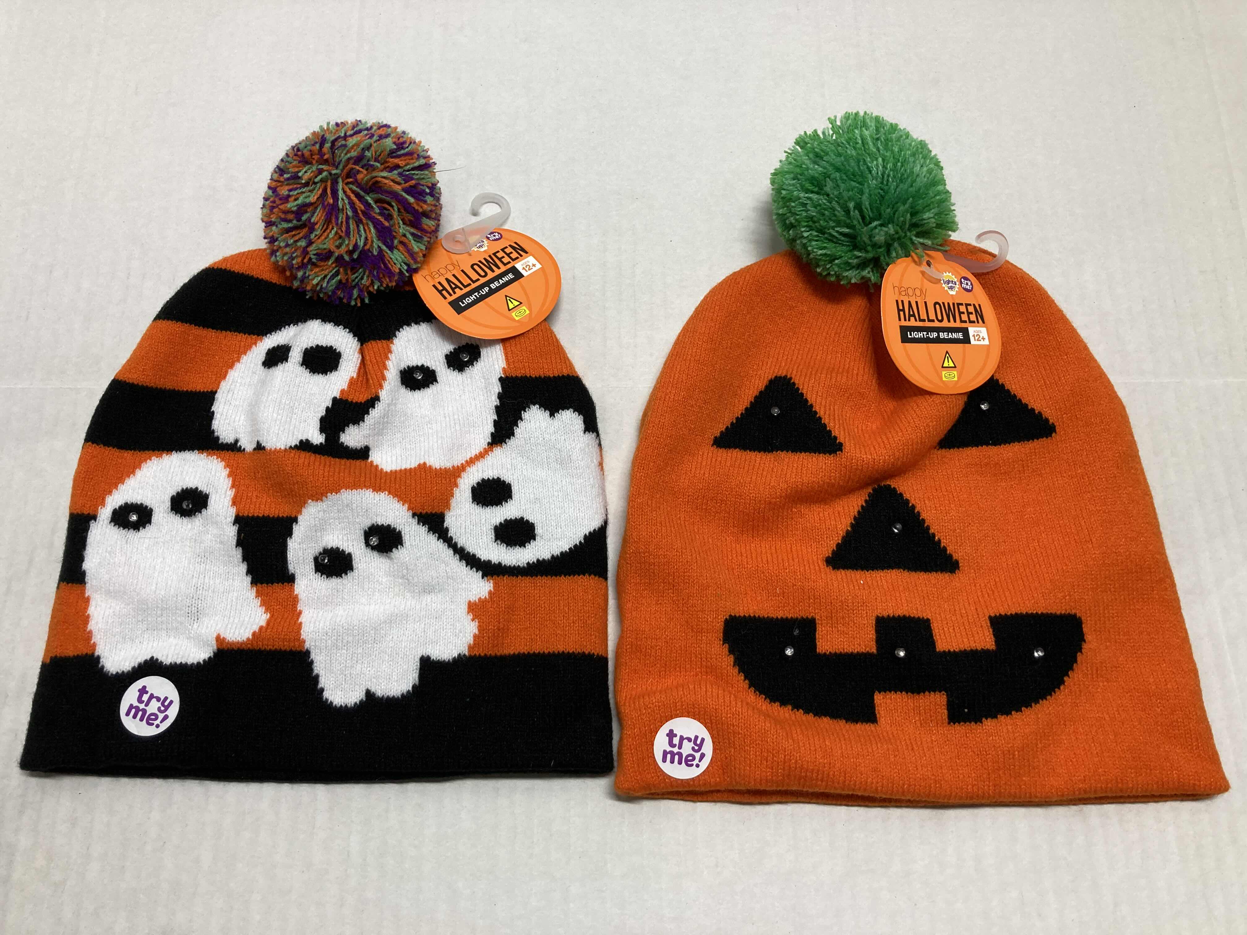 Photo 2 of NEW HAPPY HALLOWEEN LIGHT-UP BEANIE, SOCKS & GLOVES SET