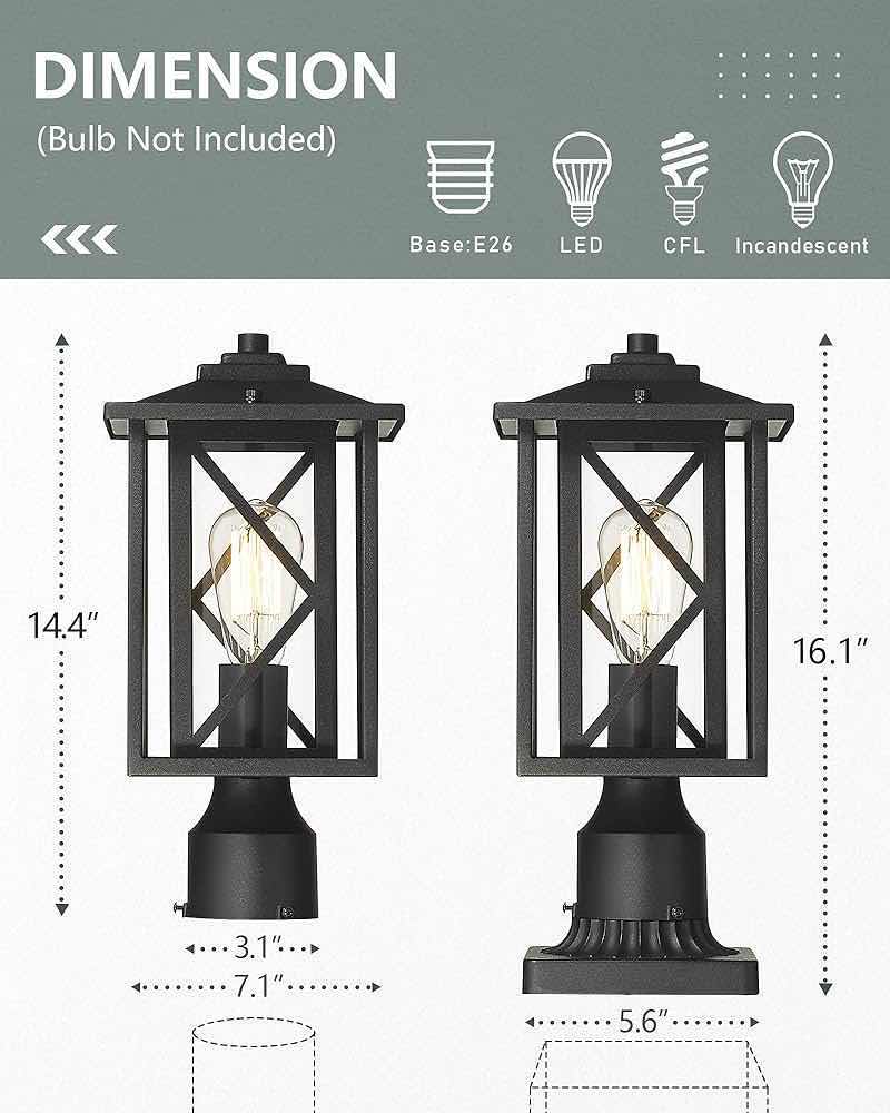 Photo 2 of NEW KAUEN PILLAR MOUNT POST LANTERN LIGHTS SET OF 2 MODEL 2453-1G-2PK