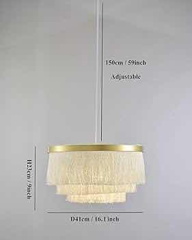 Photo 2 of NEW SAINMAA NORDIC ROMANTIC CREATIVE MODERN 3 TIER WHITE TASSEL GOLD FINISH CEILING PENDANT LIGHT