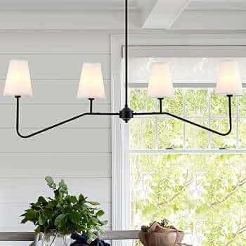 Photo 2 of NEW VILUXY CLASSIC LINEAR BLACK MODERN 4 LIGHT PENDANT KITCHEN DINING ROOM LIGHT MODEL AD221-4