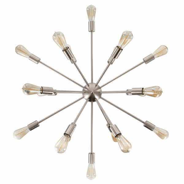 Photo 3 of NEW MERRA 18 LIGHT BRUSHED NICKEL SPUTNIK CHANDELIER CEILING LIGHT MODEL HCF-1527-NI