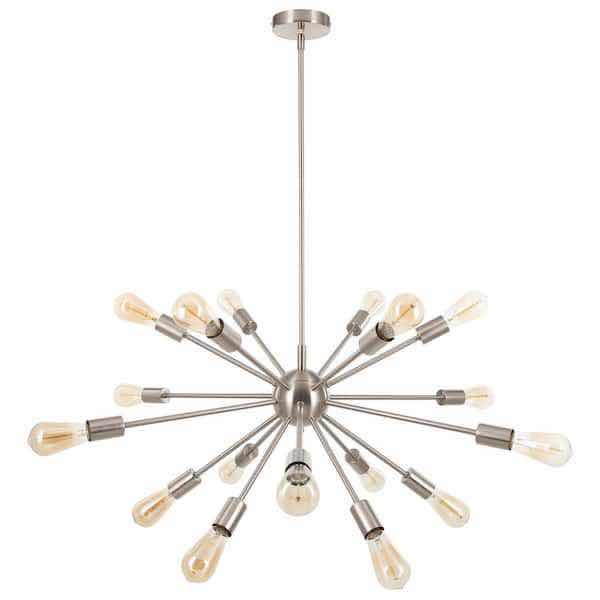 Photo 1 of NEW MERRA 18 LIGHT BRUSHED NICKEL SPUTNIK CHANDELIER CEILING LIGHT MODEL HCF-1527-NI