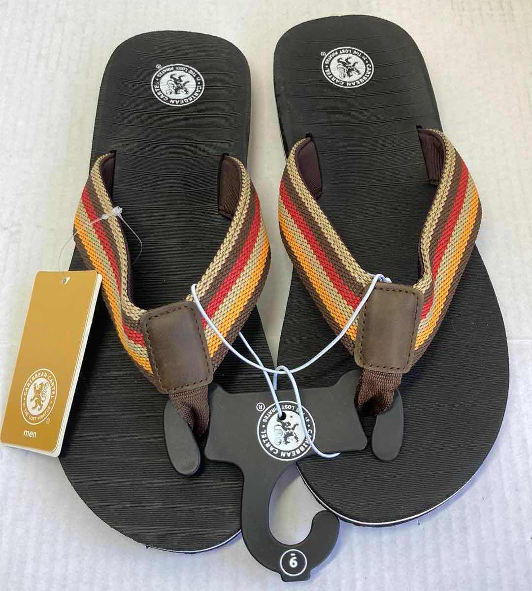 Photo 2 of NEW CARIBBEAN CARTEL SANDALS WEST LOOP SMILEY FACE SANDALS (2) MENS SIZE M 8-9