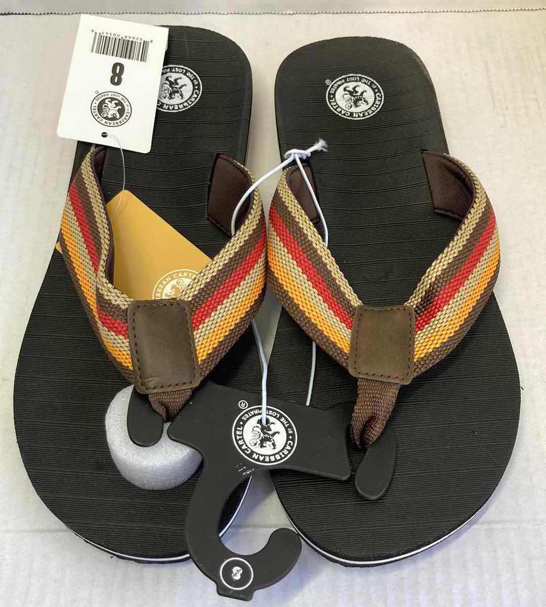 Photo 2 of NEW CARIBBEAN CARTEL SANDALS WEST LOOP SMILEY FACE SANDALS (2) MENS SIZE M 7-8