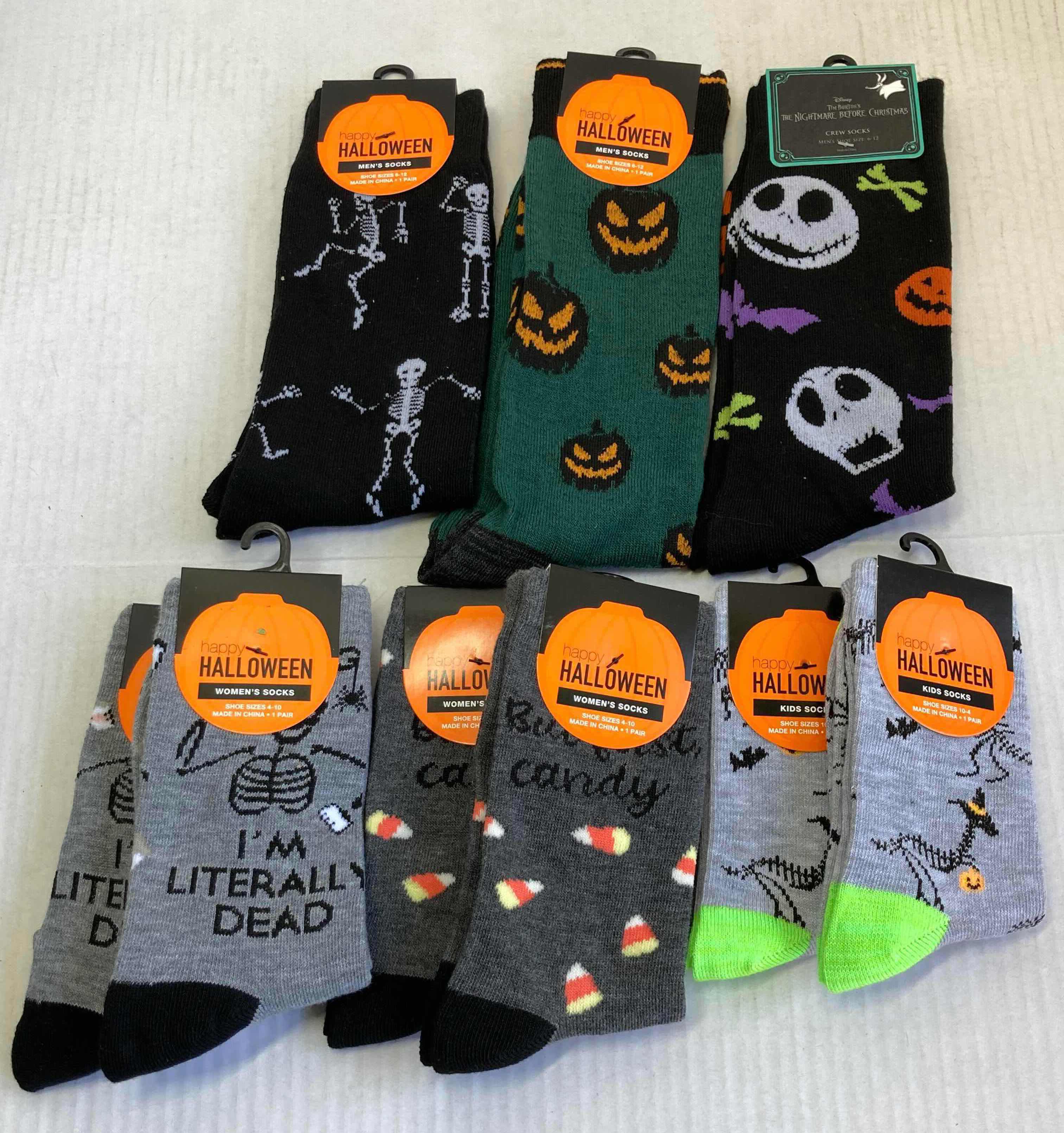 Photo 1 of NEW HAPPY HALLOWEEN SOCKS (8) & DISNEY THE NIGHTMARE BEFORE CHRISTMAS SOCKS