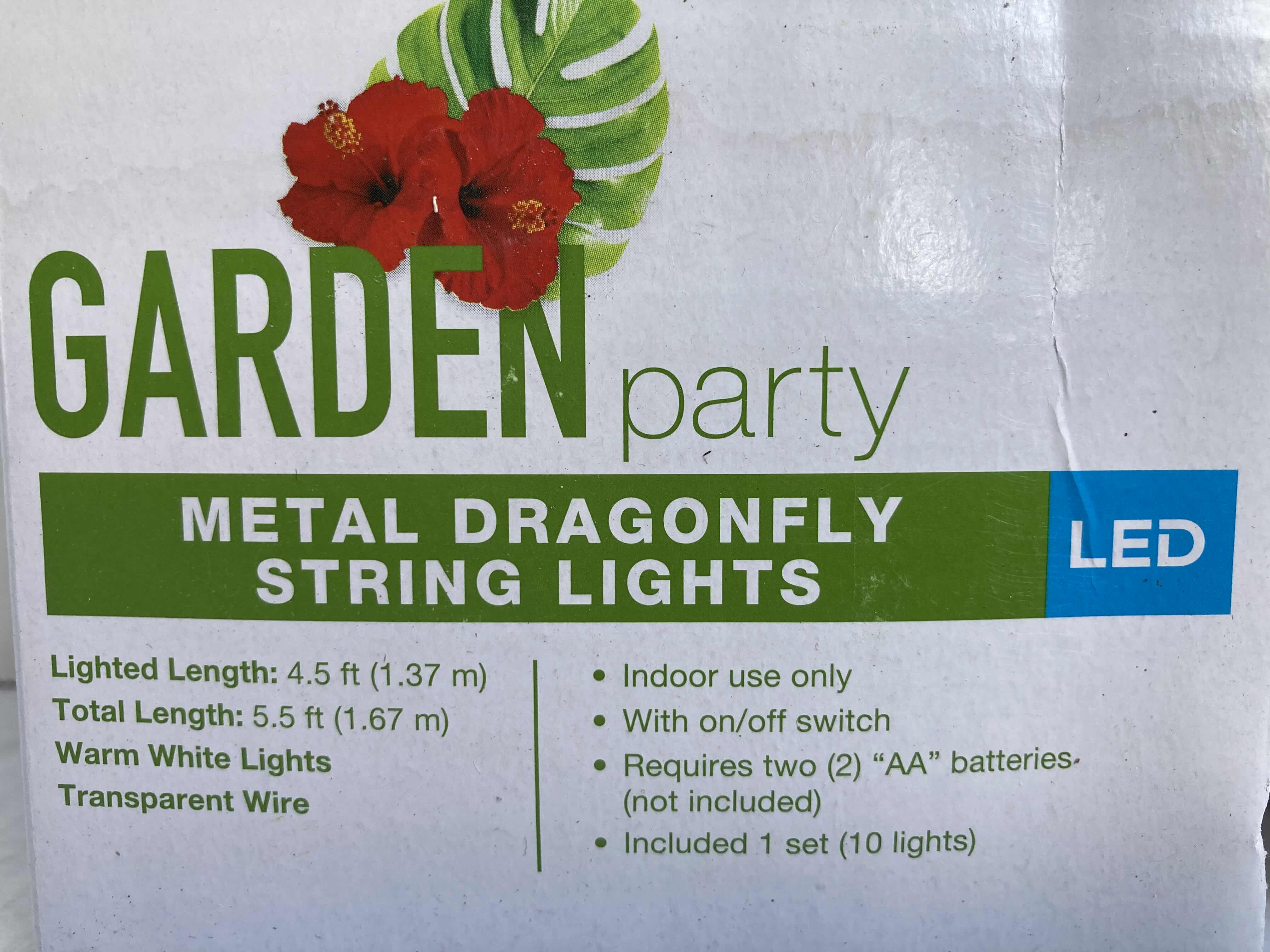 Photo 5 of NEW GARDEN PARTY BUTTERFLY SOLAR GARDEN STAKE & METAL DRAGONFLY LED STRING LIGHTS (2)