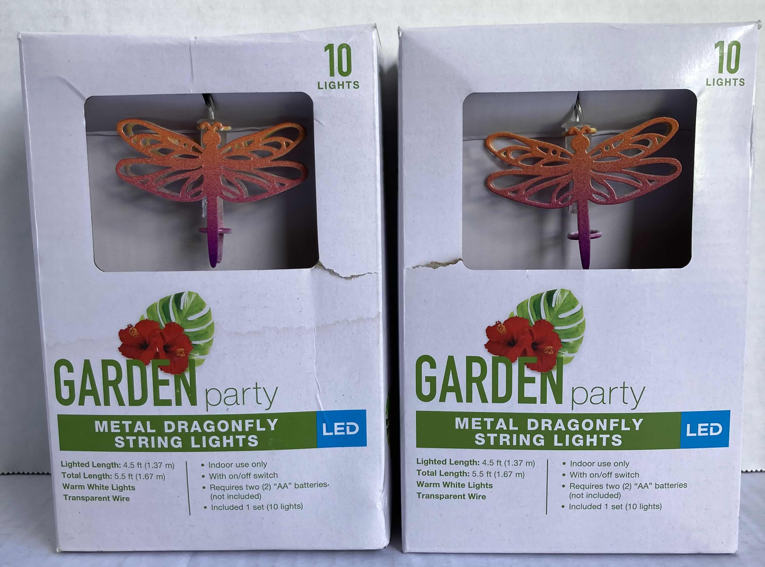 Photo 4 of NEW GARDEN PARTY BUTTERFLY SOLAR GARDEN STAKE & METAL DRAGONFLY LED STRING LIGHTS (2)