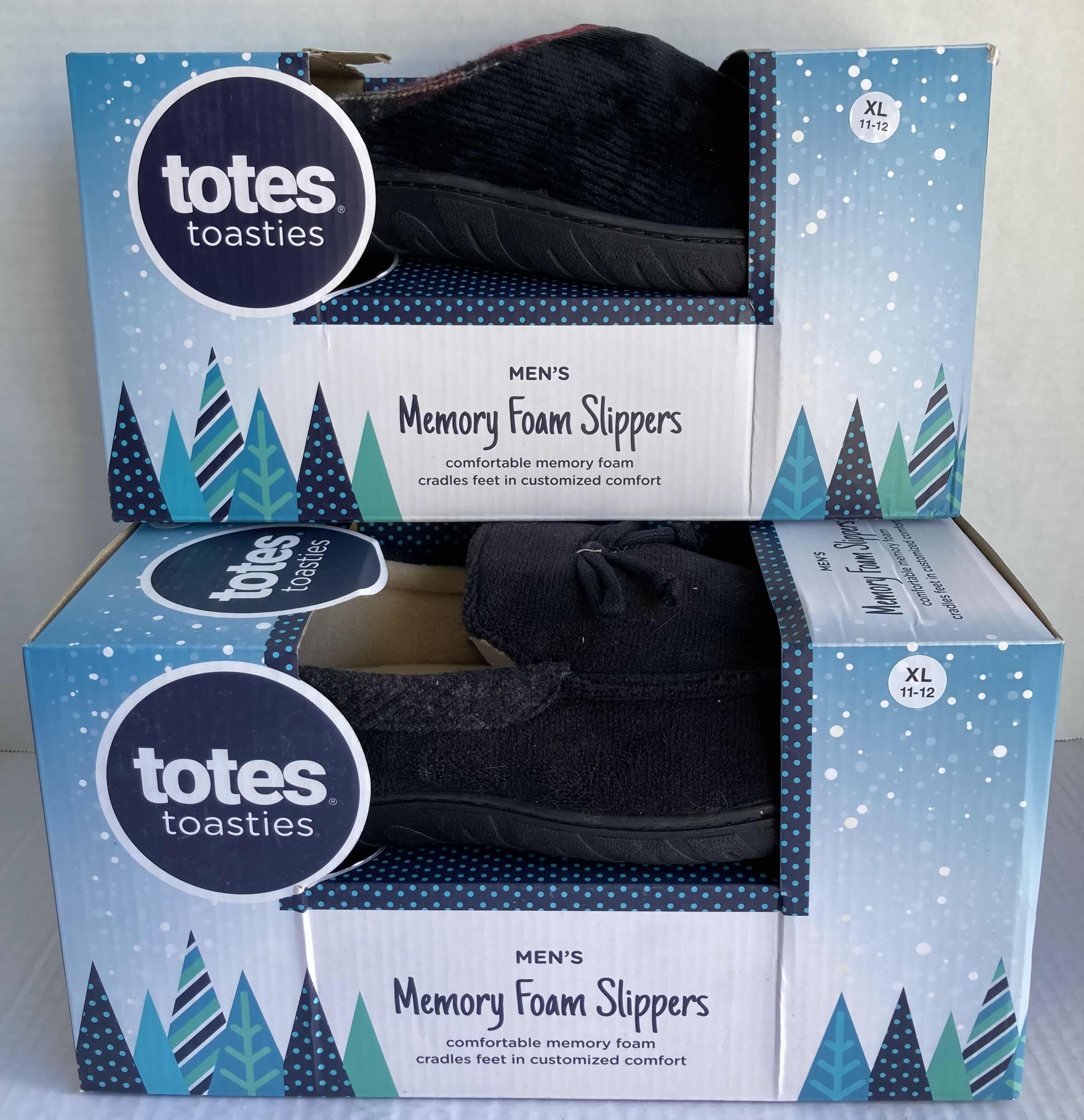 Photo 1 of NEW TOTES TOASTIES MEMORY FOAM SLIPPERS MENS SIZE XL 11-12 (2)