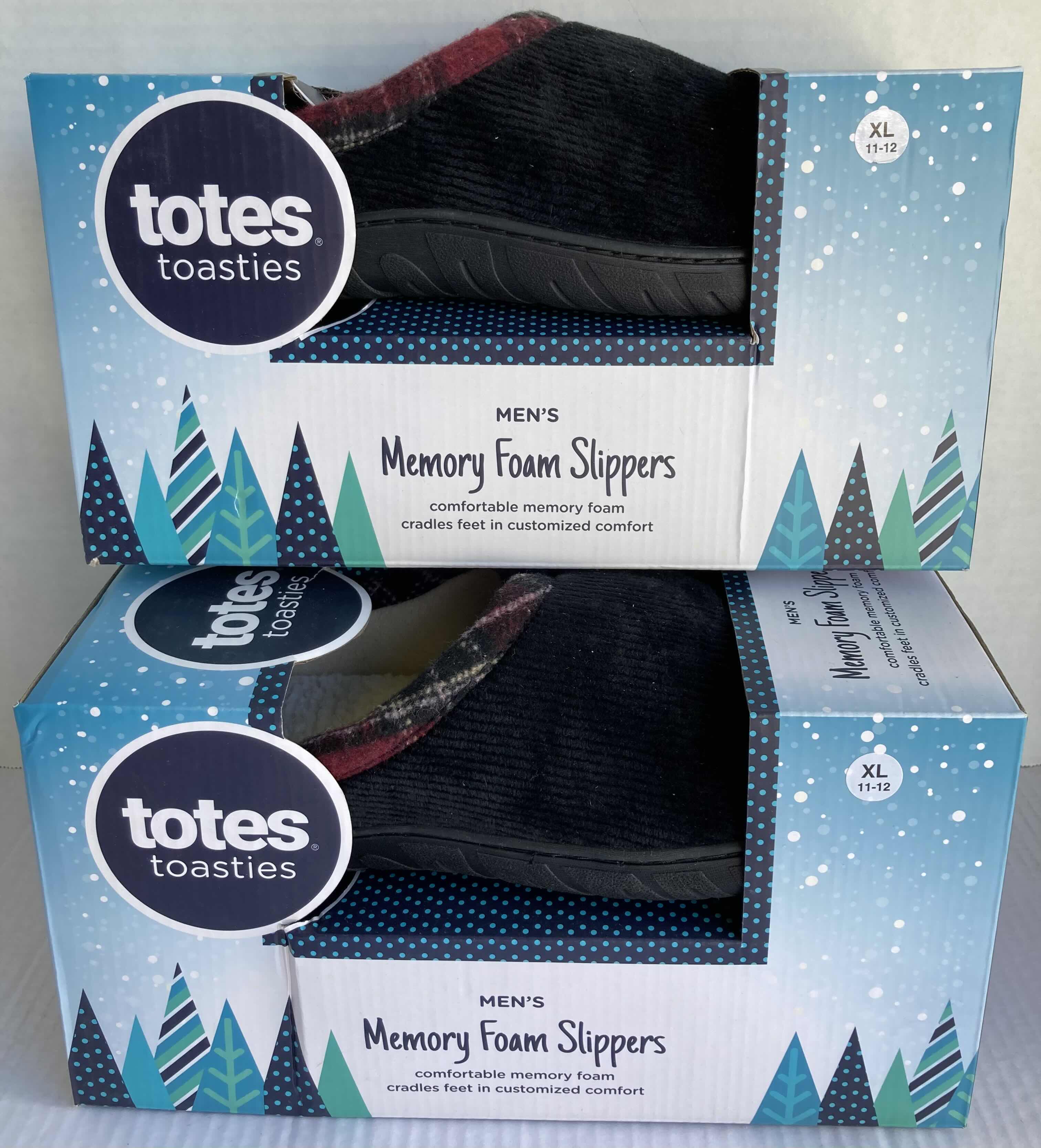 Photo 1 of NEW TOTES TOASTIES MEMORY FOAM SLIPPERS MENS SIZE XL 11-12 (2)