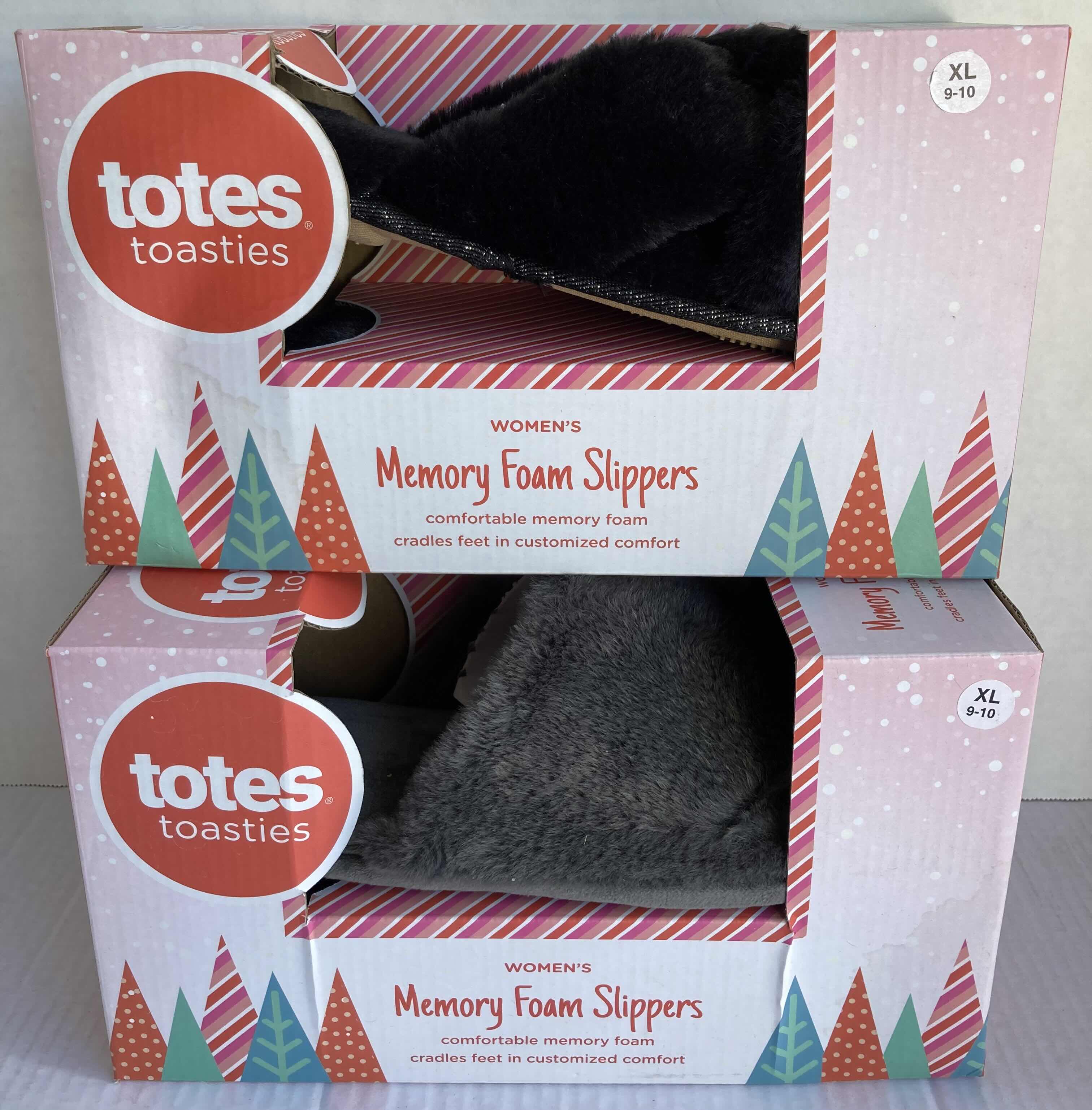 Photo 1 of NEW TOTES TOASTIES MEMORY FOAM SLIPPERS WOMENS SIZE XL 9-10 (2)