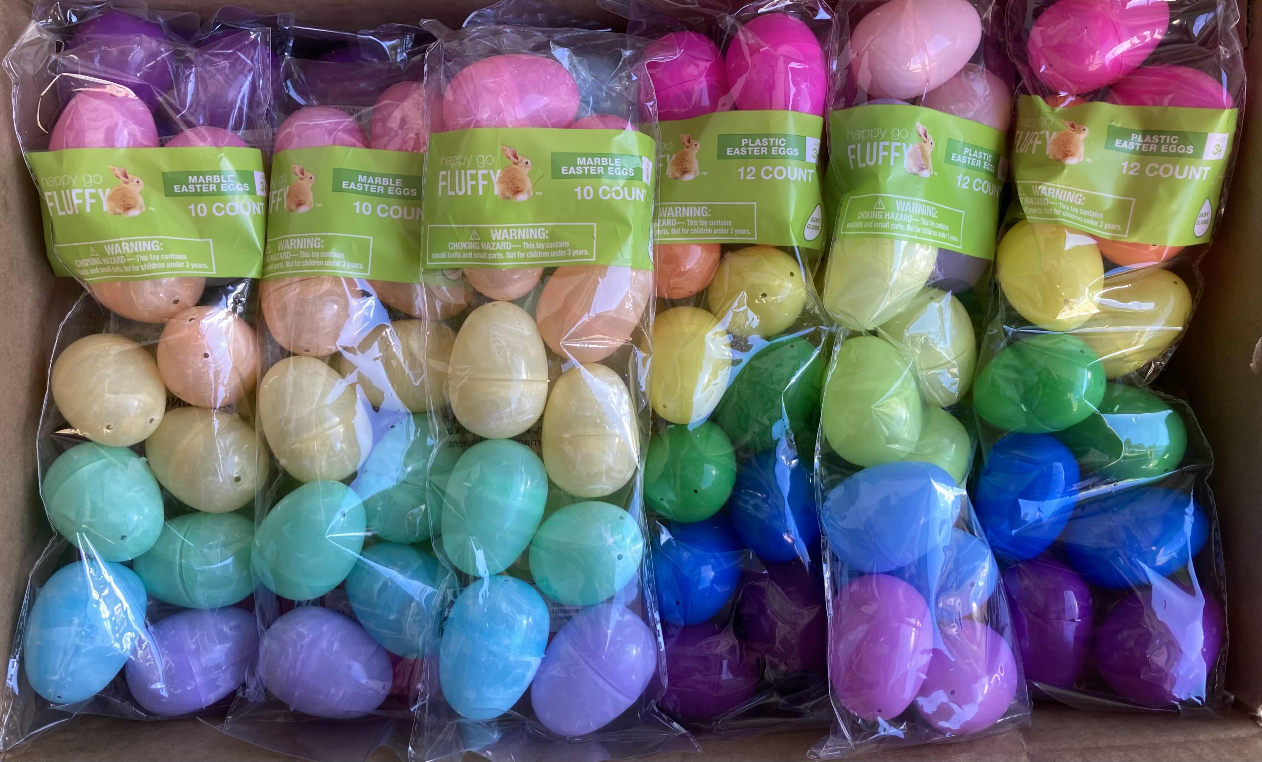 Photo 1 of NEW HAPPY GO FLUFFY PLASTIC EASTER EGGS 12/10PACK (34 PER CASE)