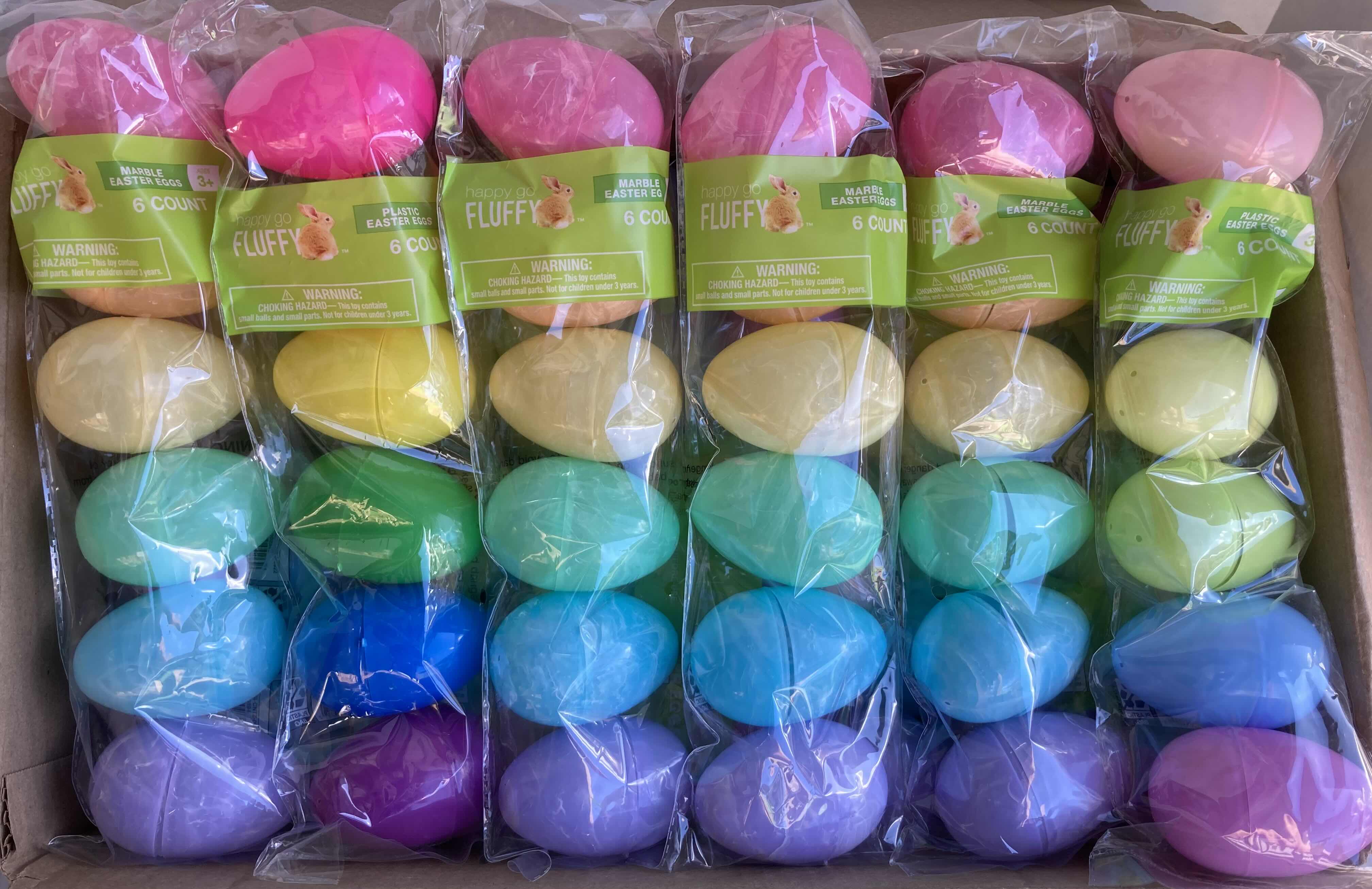 Photo 1 of NEW HAPPY GO FLUFFY PLASTIC EASTER EGGS 6PACK (34 PER CASE)